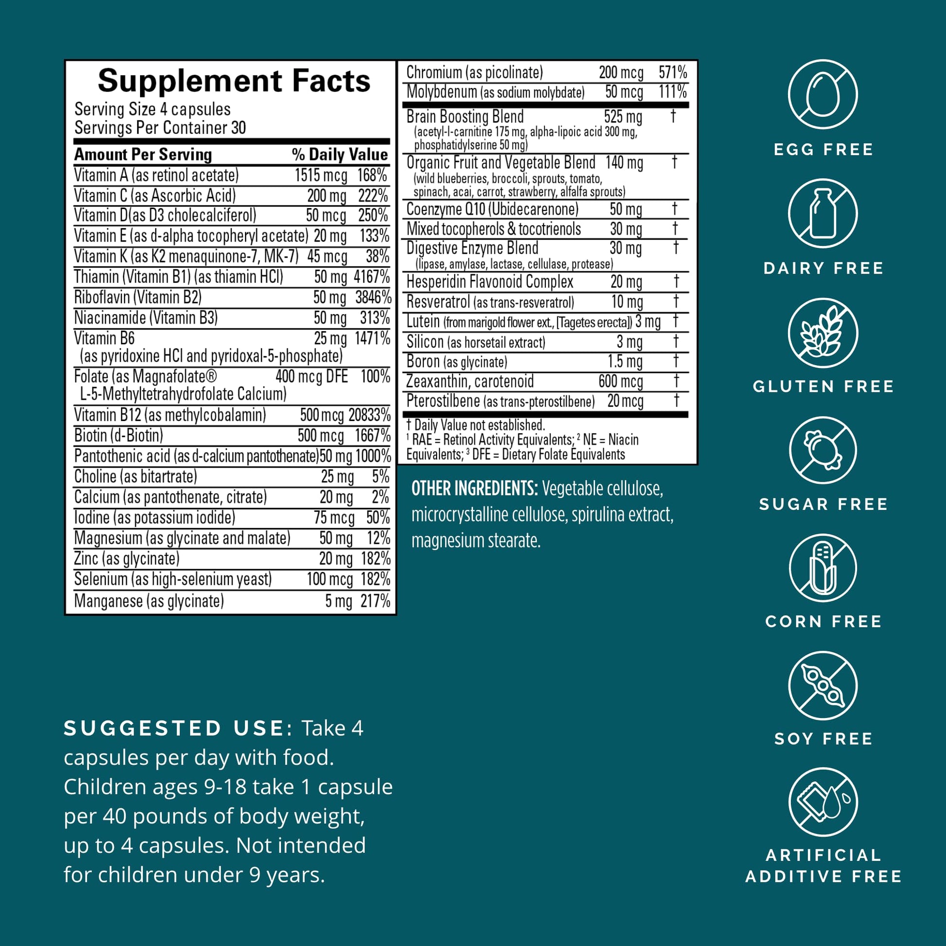 BRAINMD Dr Amen NeuroVite Plus - 120 Capsules - Multivitamin & Mineral Supplement, Enhanced with Phytonutrients, Enzymes & Whole Foods - Gluten Free - 30 Servings BRAINMD uk supplements