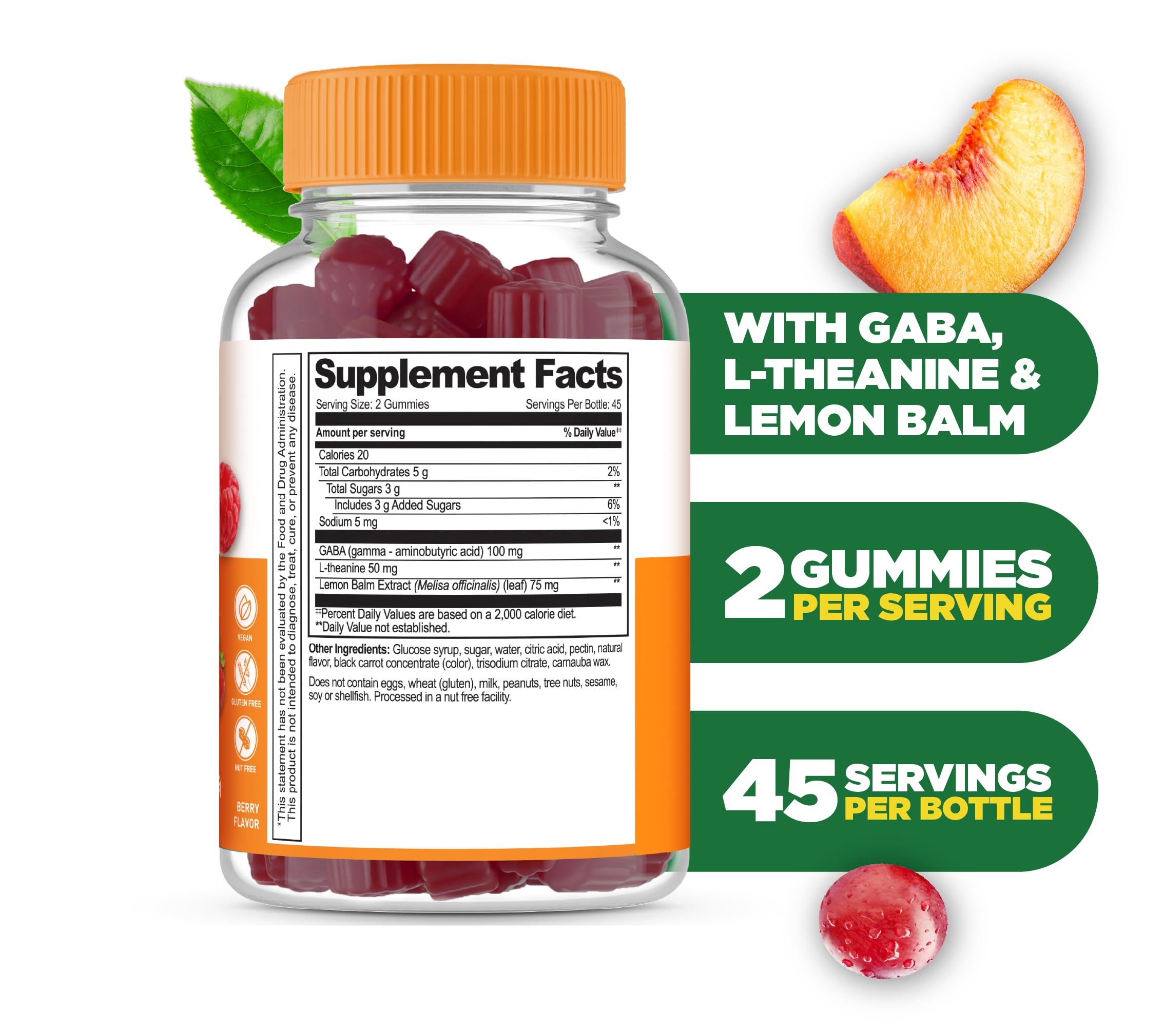 Lifeable Stress Aid Gummies for Teens | with Lemon Balm, GABA and L Theanine Supplements | Vegan Non GMO Mood Support Supplement | Great Tasing Stress Vitamins | L-Theanine for Teen | 90 Gummies Lifeable uk supplements