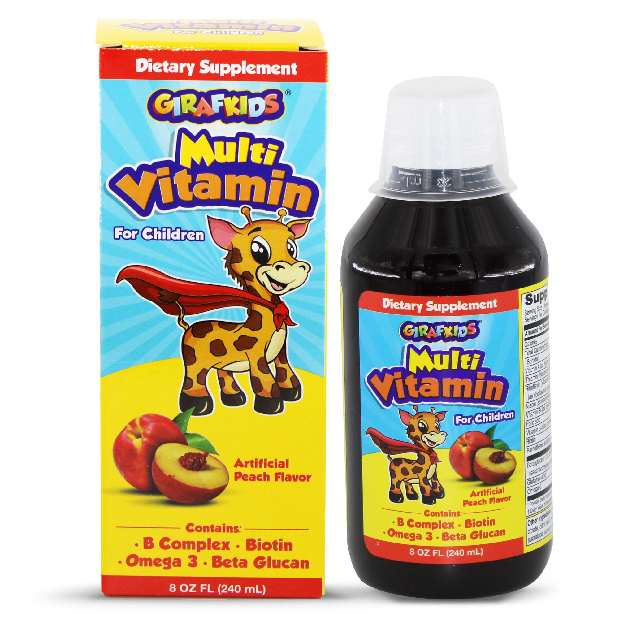 GirafKids Multivitamin Syrup + Super Vitamins Liquid Bundle for Kids Ages 4+ | Omega-3, Beta Glucan, Royal Jelly & Propolis | PHARMADEL uk supplements