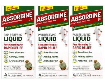 ABSORBINE JR. Extra Strength Pain Relieving Liquid, for Muscle, Joints, Arthritis Pain, with No-Mess Applicator, 4 Oz - 3 Pack Absorbine uk supplements