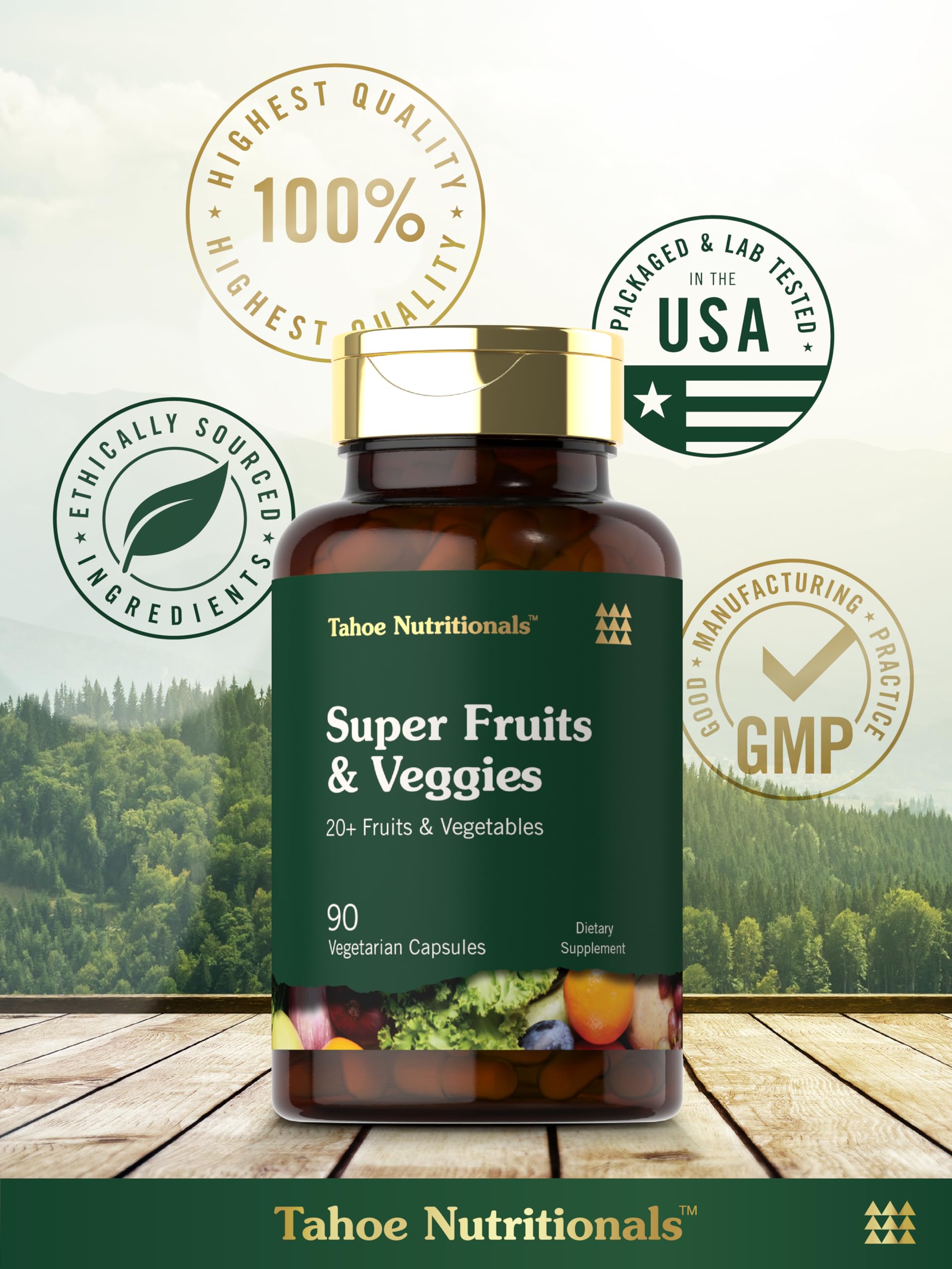 Tahoe Nutritionals Super Fruits and Veggies Capsules | 90 Count | Vegetarian, Non-GMO and Gluten Free Supplement Tahoe Nutritionals uk supplements