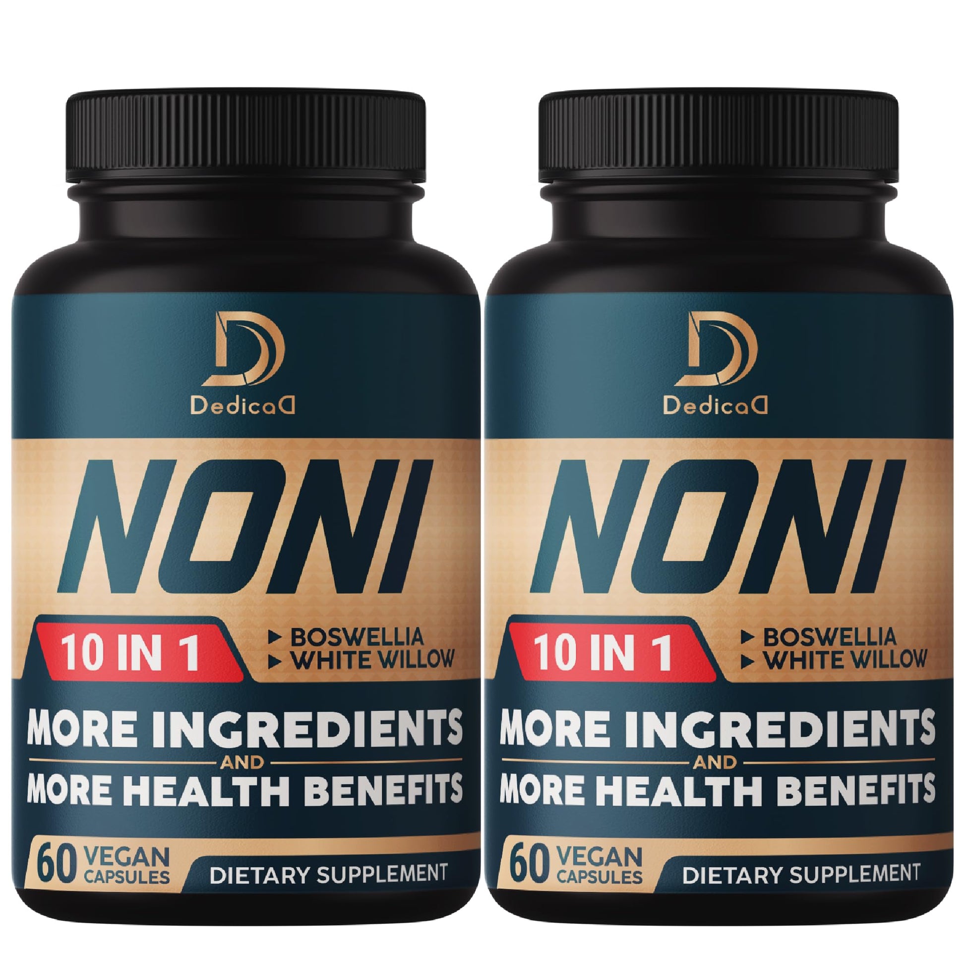 DEDICAD 10in1 Noni Capsules - 4 Month Supply with Elderberry, Boswellia, Turmeric, Ginger & More - Support Muscle, Joint, Digestive & Immune - 2 Packs of 60 Vegan Capsules, Non-GMO & Gluten-Free DEDICAD uk supplements