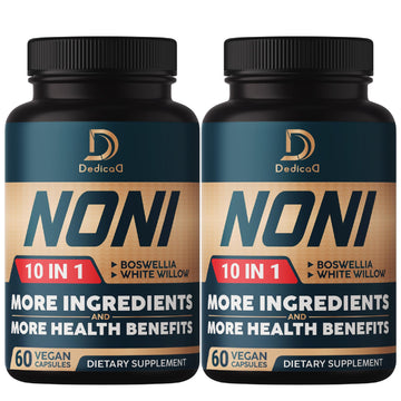 DEDICAD 10in1 Noni Capsules - 4 Month Supply with Elderberry, Boswellia, Turmeric, Ginger & More - Support Muscle, Joint, Digestive & Immune - 2 Packs of 60 Vegan Capsules, Non-GMO & Gluten-Free DEDICAD uk supplements
