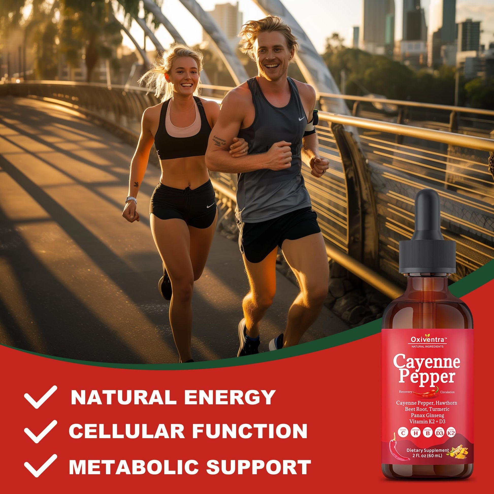 Cayenne Pepper Drops Liquid Supplement Smooth & Sweet Herbal Liquid + Hawthorn Berry, Vitamin D3 K2 Beet Root Powder, Ceylon Cinnamon, Turmeric Curcumin, Organic Panax Ginseng - 2fl oz Oxiventra uk supplements