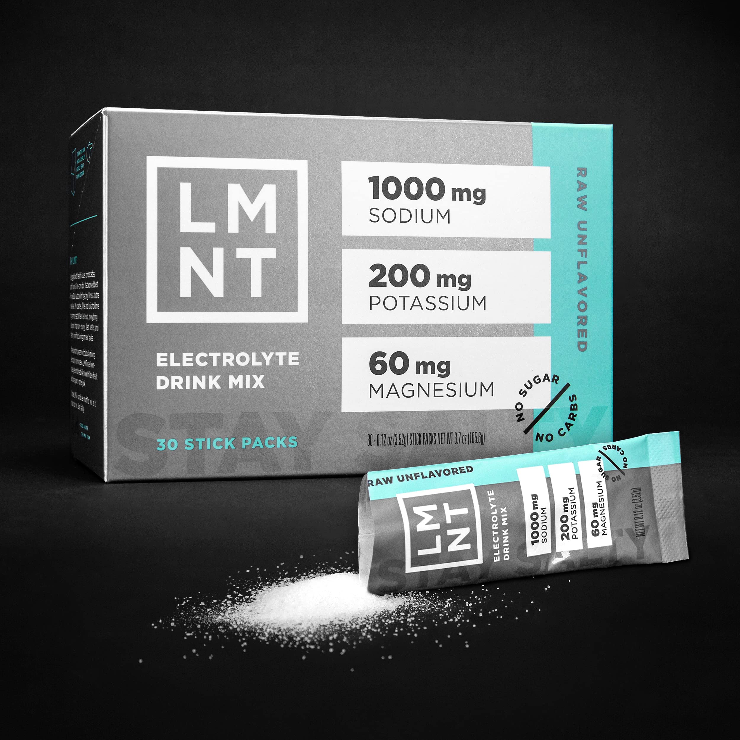 LMNT Zero-Sugar Electrolytes - Raw Unflavored Salt - Hydration Powder Packets Drink LMNT uk supplements