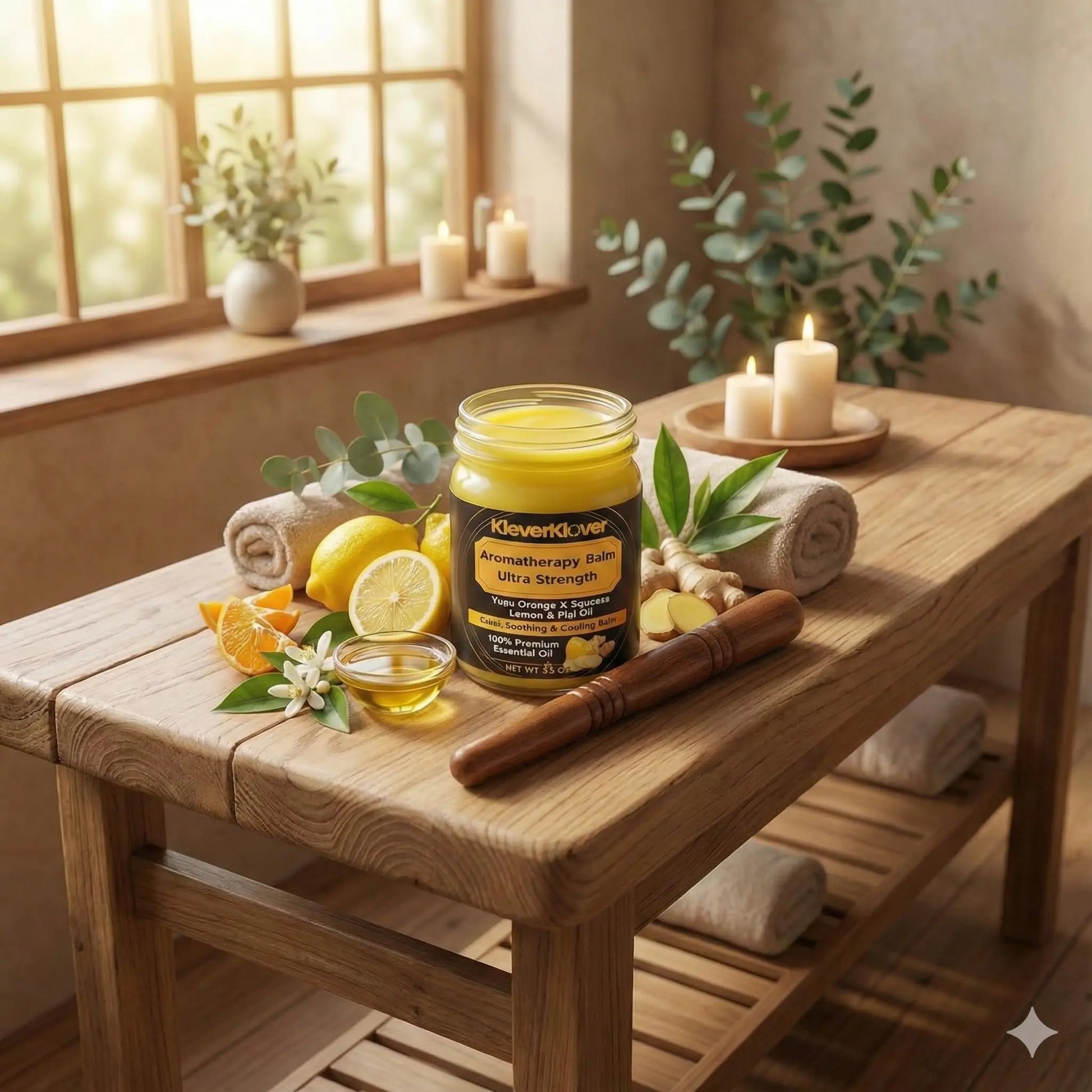KleverKlover Back and Neck Aromatherapy Balm Ultra Strength for Healing Sore Muscle & Joint After Workout or Yoga - Plai Oil - Preservative Free- Citrus Scent + Free Massage Reflexology Wooden Stick KleverKlover uk supplements
