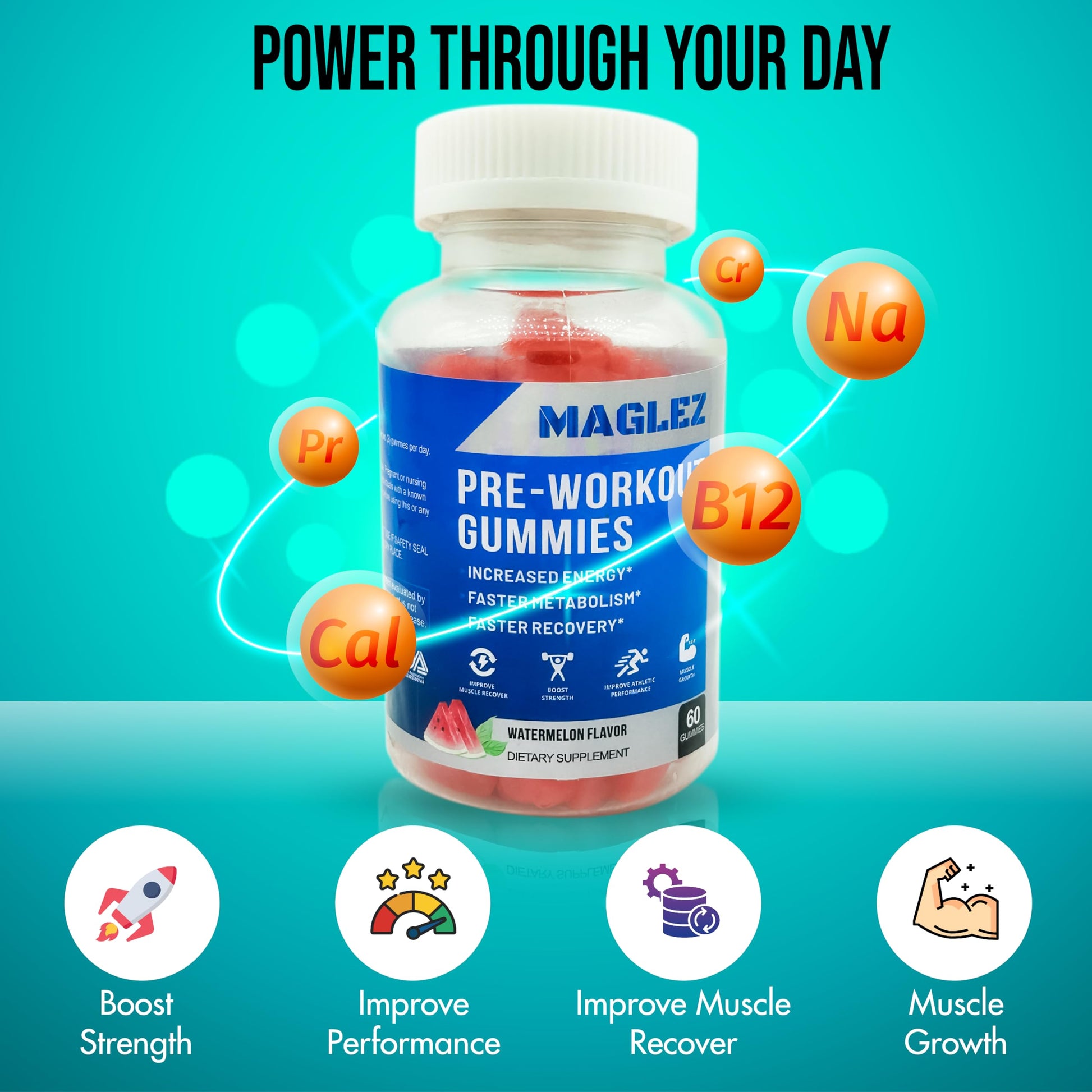 Maglez, Pre Workout Gummies for Men & Women, PreWorkout Gummy with Beta Alanine MAGLEZ uk supplements