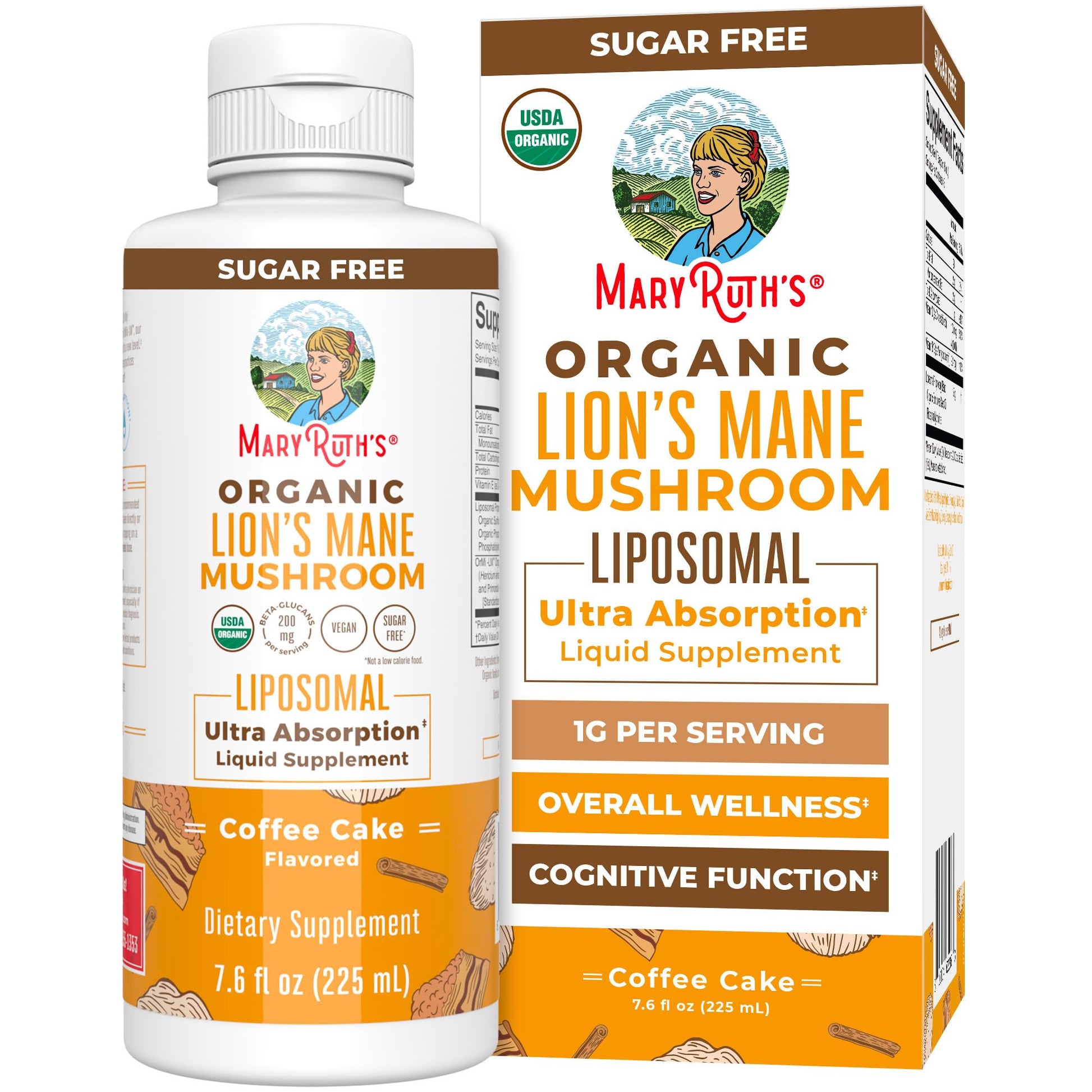 MaryRuth Organics Lions Mane Supplement | Ultra Absorption Liposomal | Full Spectrum Lion's Mane Mushroom | 200mg Beta-Glucans Per Serving | USDA Organic | Vegan | 7.6 oz | 15 Servings MARYRUTH'S uk supplements