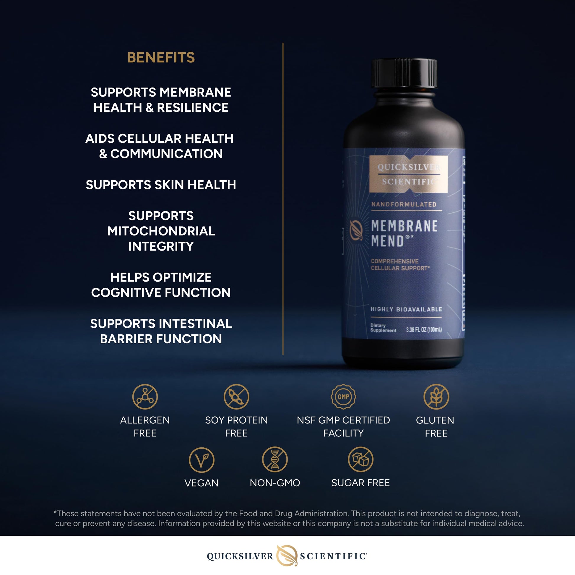 Quicksilver Scientific Membrane Mend - Brain, Cellular & Healthy Aging Support with Phosphatidyl Choline (PC), Vitamin E Tocotrienols, Ahiflower Oil & Astaxanthin Supplements (3.38oz / 100ml) Quicksilver Scientific uk supplements
