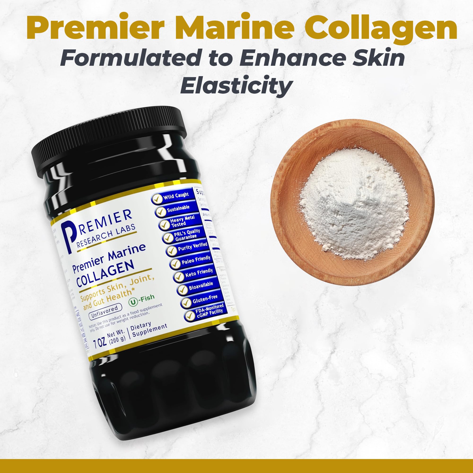 Premier Research Labs Marine Collagen - Marine Collagen Peptides, Hydrolyzed Marine Collagen Powder, Fish Collagen for Women and Men, 5g Collagen Per Serving for Skin, Joint, and Gut Health - 7 Oz Premier Research Labs uk supplements