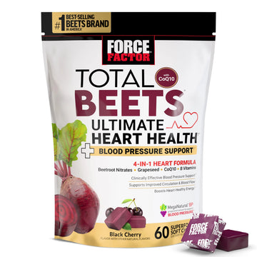 Force Factor Total Beets Ultimate Heart Health Chews for Blood Pressure Support, with Beetroot Powder, CoQ10, B Vitamins & Grapeseed Extract for Blood Flow Force Factor uk supplements