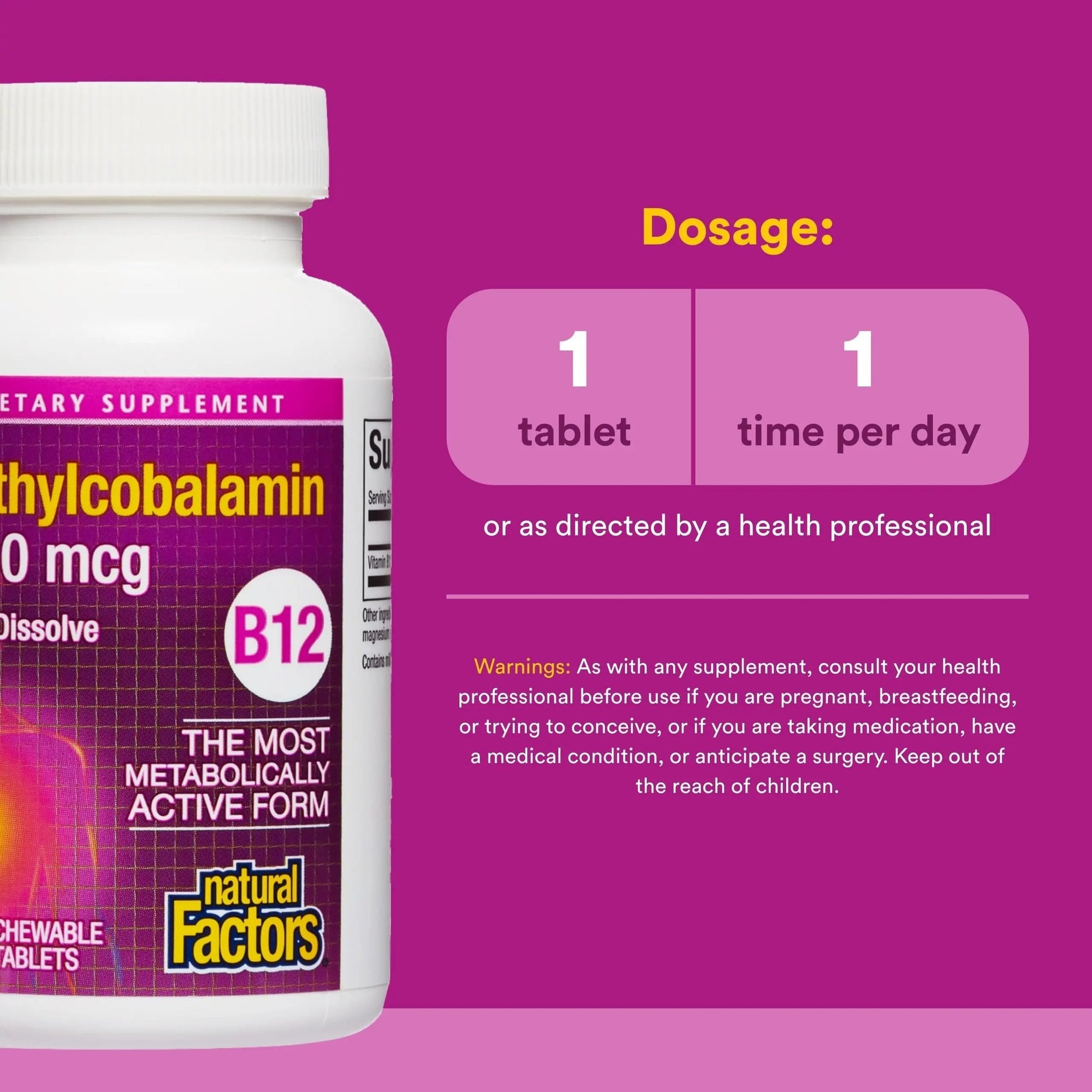 Natural Factors Methylcobalamin 1,000 mcg - Vitamin B12 Supplement in Metabolically Active Form - Supplement Supports Cll Formation Natural Factors uk supplements