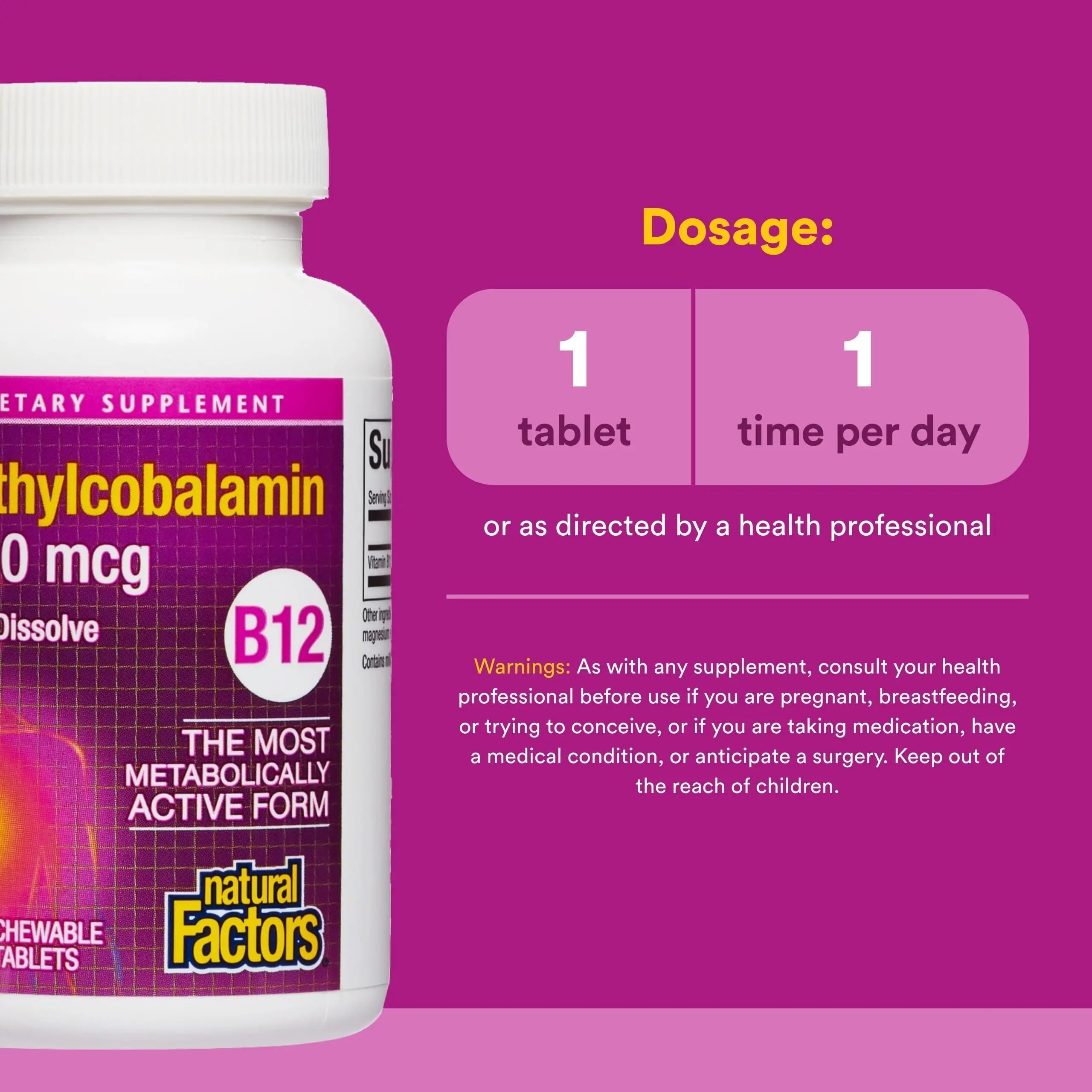 Natural Factors Methylcobalamin 1,000 mcg - Vitamin B12 Supplement in Metabolically Active Form - Supplement Supports Cll Formation Natural Factors uk supplements