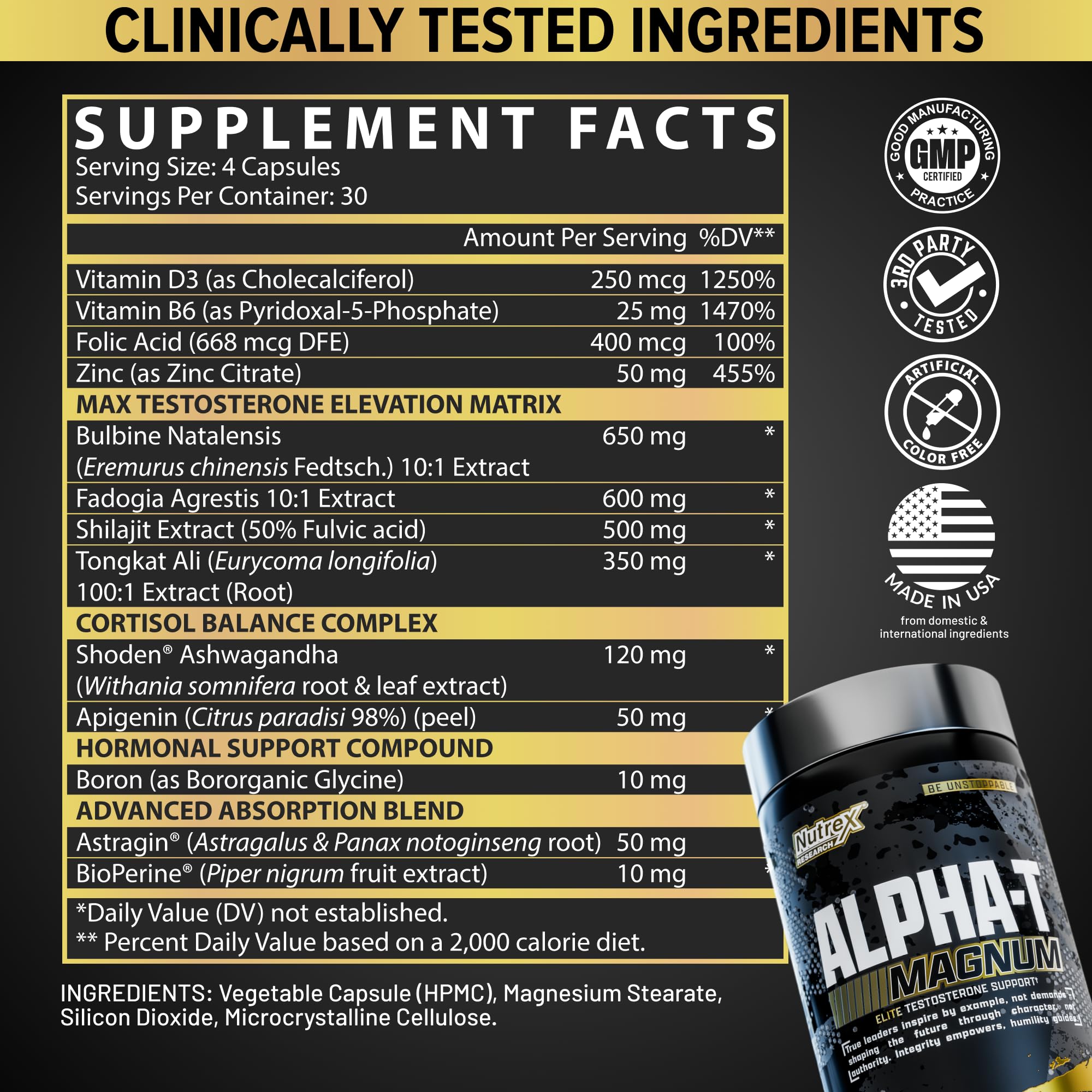 Nutrex Research Alpha-T Magnum Testosterone Support for Men | Anabolic Supplement with Tongkat Ali, Fadogia Agrestis, Shilajit and Ashwagandha | Muscle Builder for Strength, Growth & Hormone Balance Nutrex Research uk supplements
