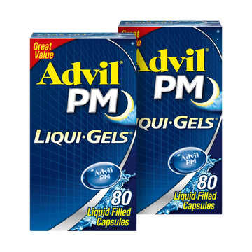 Advil PM Liqui-Gels Pain Reliever and Nighttime Sleep Aid, Pain Medicine with Ibuprofen for Pain Relief and Diphenhydramine HCL for a Sleep Aid - 2x80 Liquid Filled Capsules Advil uk supplements