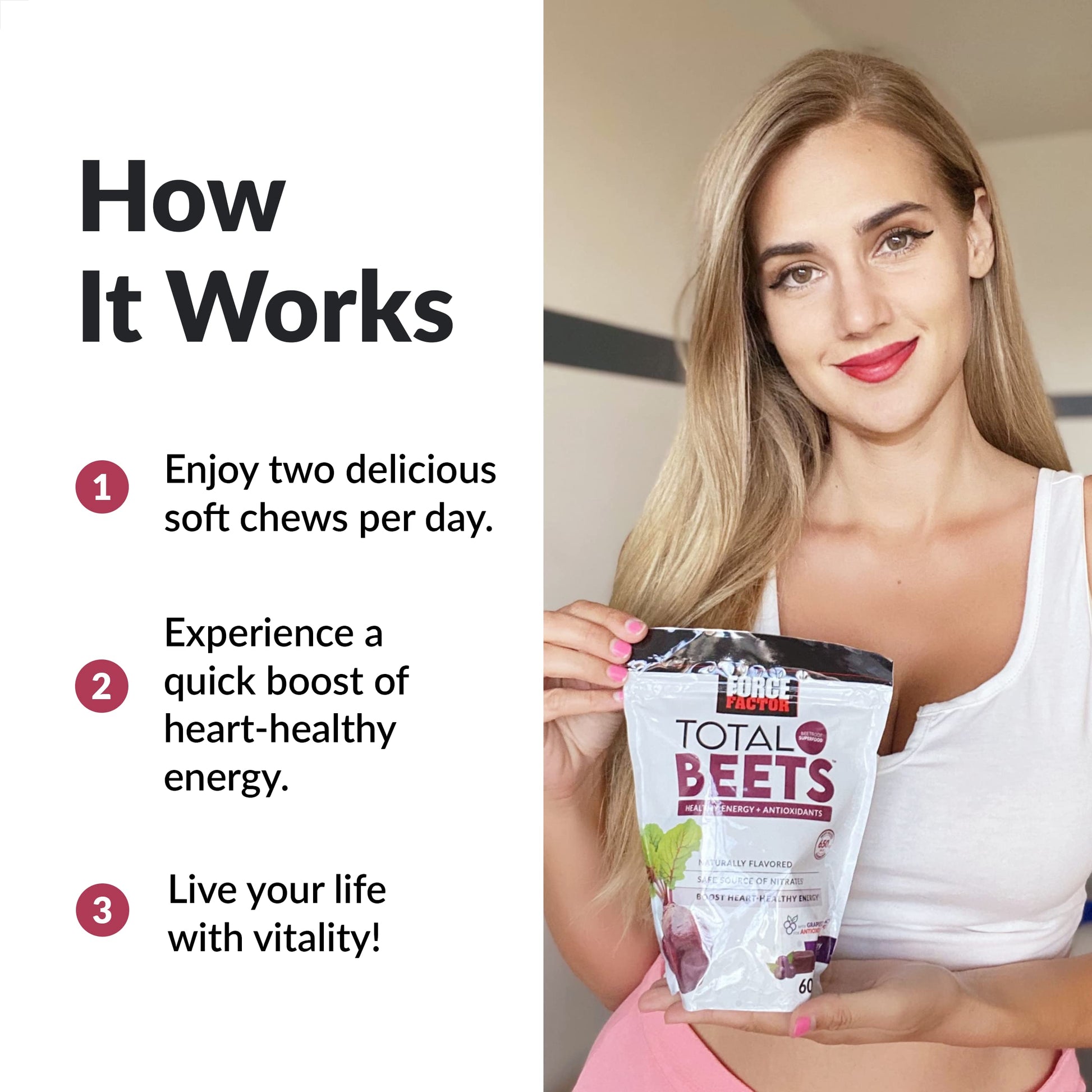 Force Factor Total Beets Soft Chews with Beetroot, Nitrates, L-Citrulline, Grapeseed Extract Force Factor uk supplements