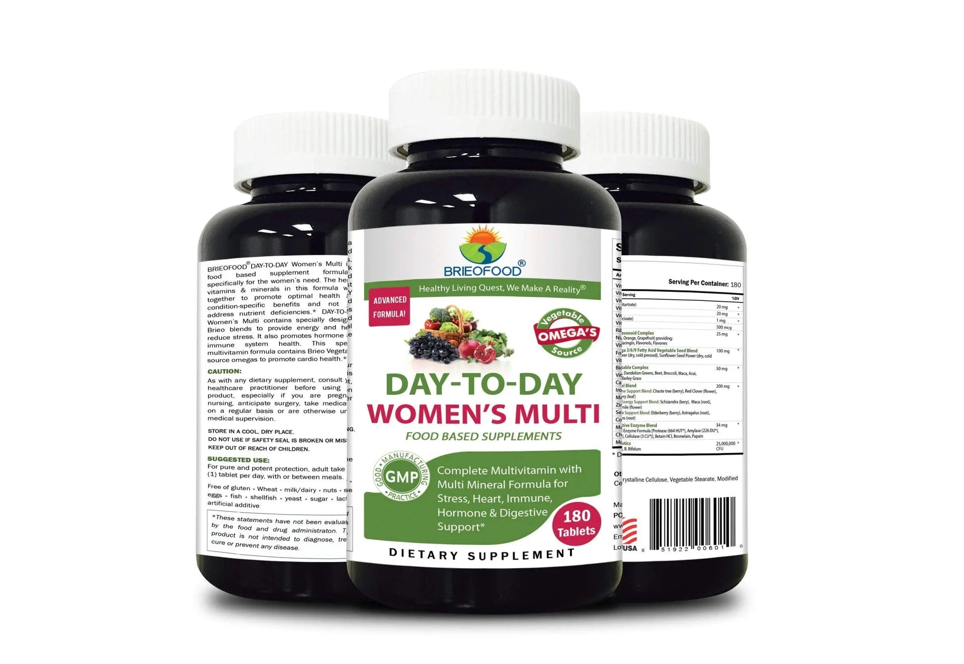 Briofood, Day-to-Day Food Based Women's Multi (180 Tablets) with Vegetable Source Omegas Brieofood uk supplements