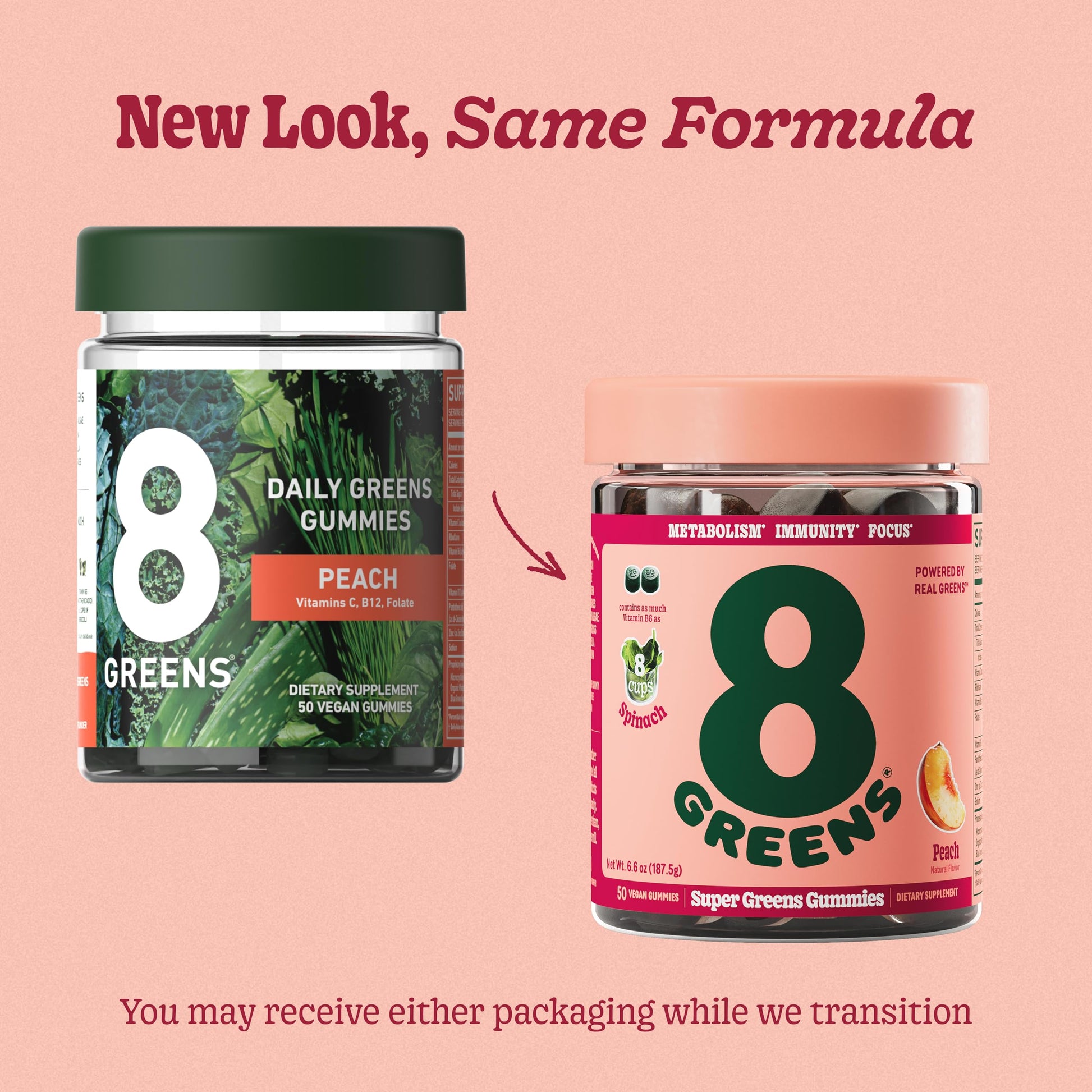 8Greens Supergreens Gummies | Super Greens Powder Superfood Gummy for Metabolism, Immunity & Focus, Digestive Health Enzymes, Organic: Chlorella, Spirulina, Aloe Vera, Peach Flavor, 200 Count 8Greens uk supplements