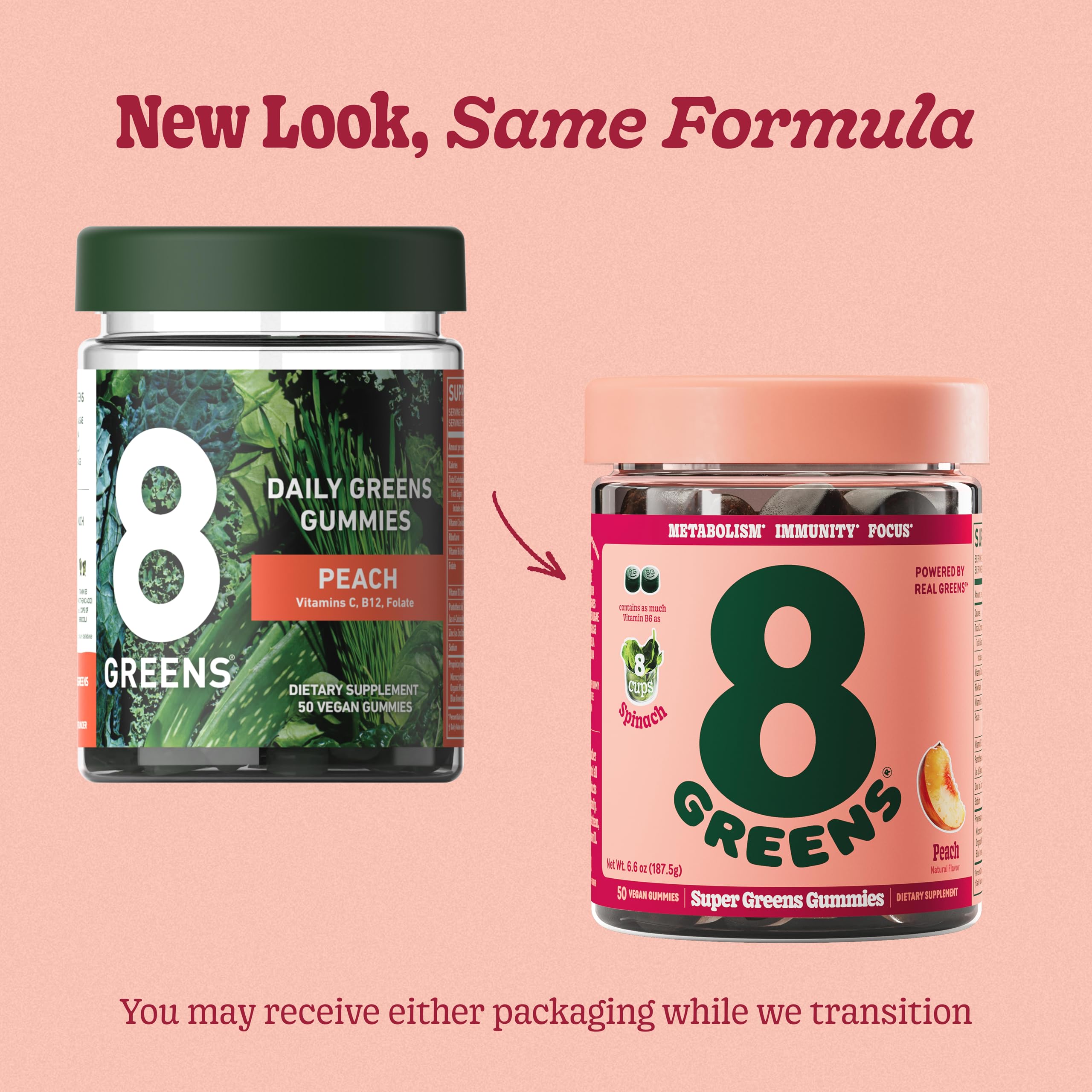 8Greens Supergreens Gummies | Super Greens Powder Superfood Gummy for Metabolism, Immunity & Focus, Digestive Health Enzymes, Organic: Chlorella, Spirulina, Aloe Vera, Peach Flavor, 200 Count 8Greens uk supplements