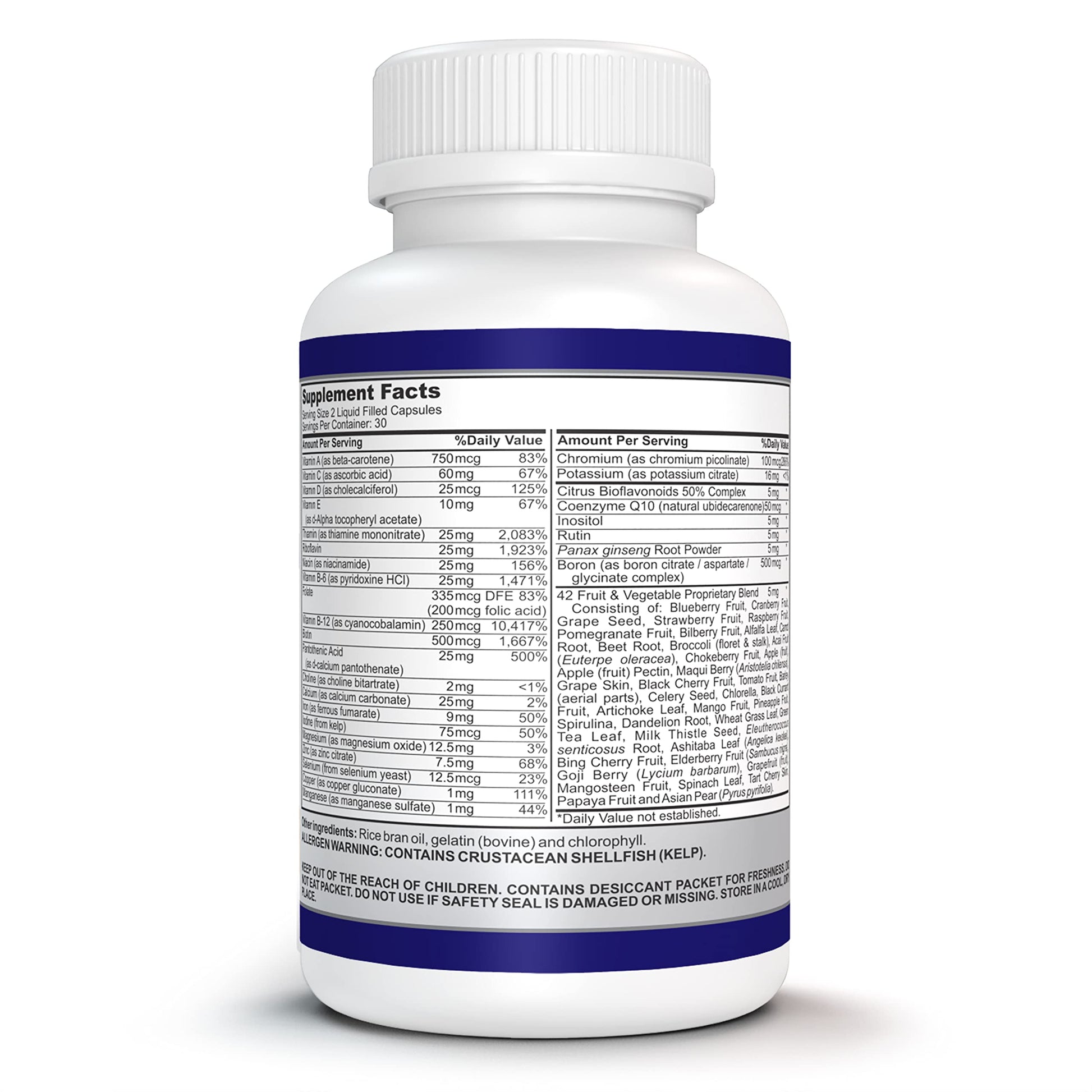 O!VITA Liquid Multivitamin Complete, with a Full Spectrum of Vitamins and Minerals, Plus 42 Fruits and Vegetable Proprietary Blend, Easy Absorption (60 Vegan Liquid Filled Capsules) O!VITA uk supplements