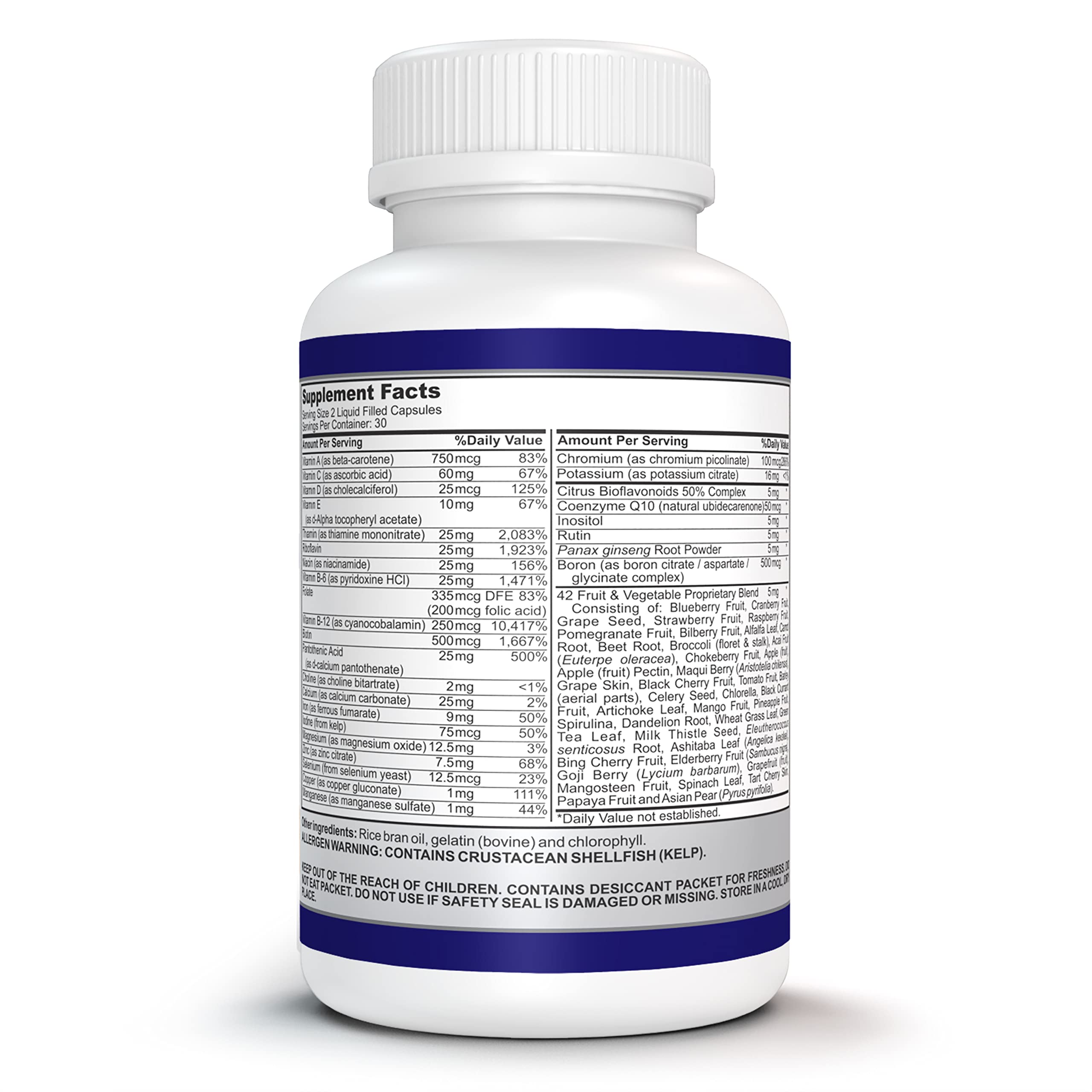 O!VITA Liquid Multivitamin Complete, with a Full Spectrum of Vitamins and Minerals, Plus 42 Fruits and Vegetable Proprietary Blend, Easy Absorption (60 Vegan Liquid Filled Capsules) O!VITA uk supplements