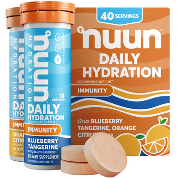 Nuun Immunity Electrolyte Tablets with Vitamin D, C, E, & A, Ginger, Elderberry, Magnesium & 4 Other Essential Electrolytes, Vegan, Blueberry Tangerine & Orange Citrus, 4 Pack (40 Servings Total) Nuun uk supplements