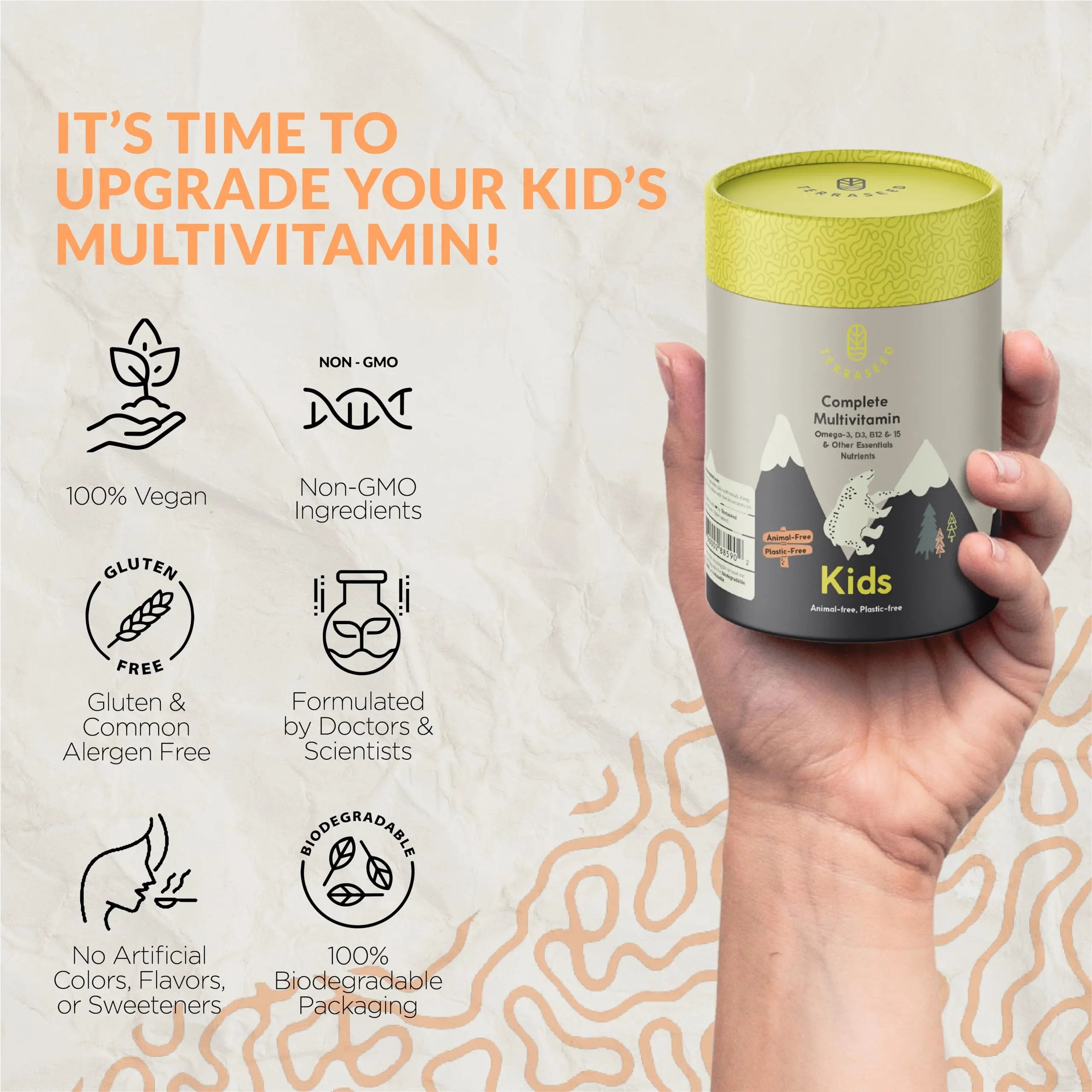 Terraseed Complete Kids Multivitamin Gummies - with Omega 3,6,9, Vitamin B12, Folic Acid, Iodine, Vitamin C, Zinc - Kids Daily Essential Vitamins Terraseed uk supplements