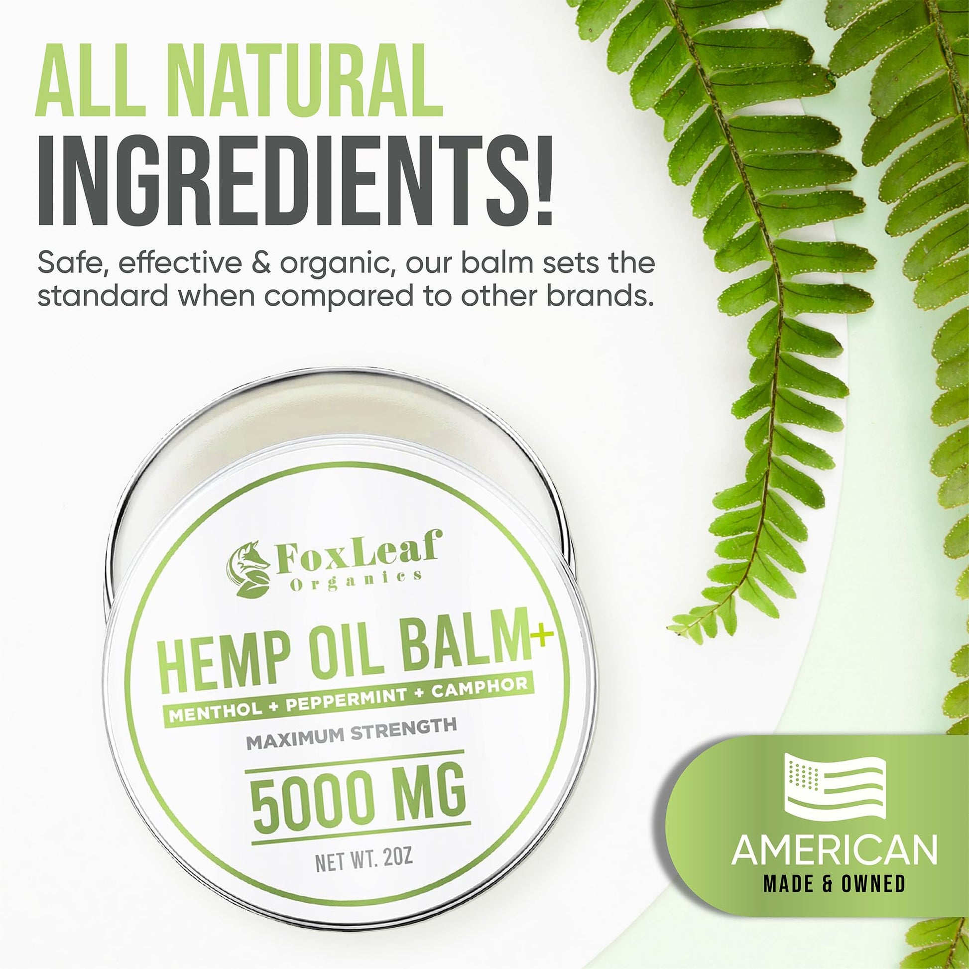 Hemp Oil Balm with Arnica, Camphor, Menthol & Peppermint, Herbal Cooling Balm for Muscles, Joints, Knees, Back & Body, Made in USA, 2oz FOXLEAF uk supplements