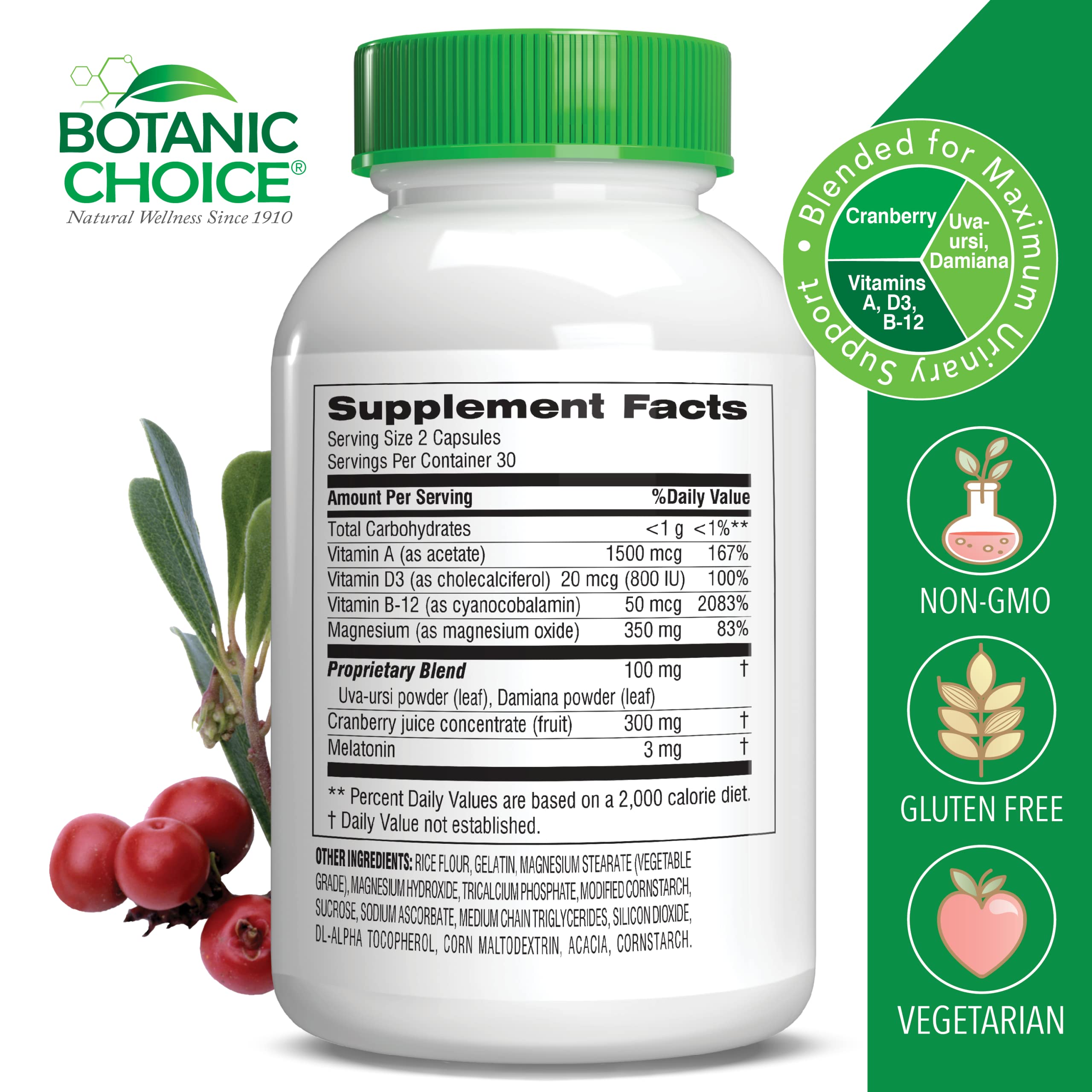 Botanic Choice Pro-Advanced Urinary Formula-Blend for Urinary Tract Health Support - Magnesium Cranberry Uva Ursi Damiana - 60 Capsules Botanic Choice uk supplements