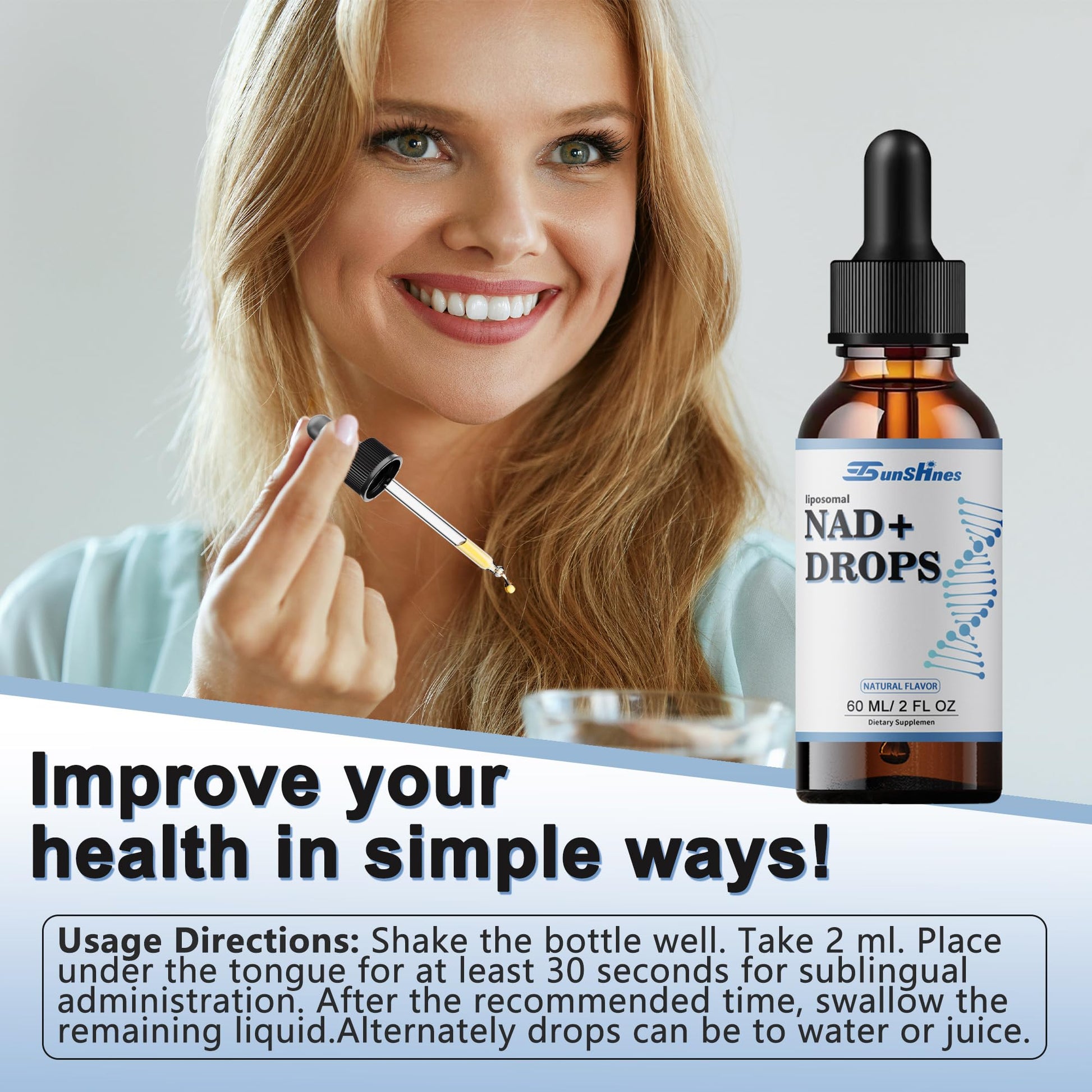 tsunshnes Liposomal NAD+800mg, NAD+ Supplement Drops - NMN or Nicotinamide Riboside Alternative, Healthy Aging Energy Metabolism and Vitality, NAD Liquid Supplement for Maximum Absorption tsunshnes uk supplements