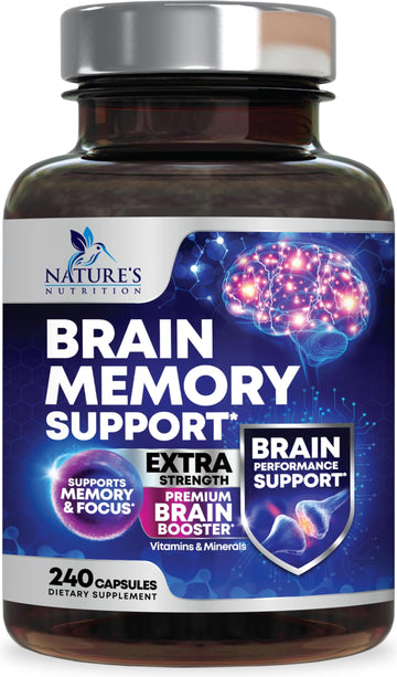 Brain Memory Supplement Pills - 3X Strength Nootropics for Concentration, Clarity & Focus Support - Brain Health Cognitive Vitamins with Bacopa, Phosphatidylserine & DMAE, Brain Booster - 240 Capsules Nature's Nutrition uk supplements