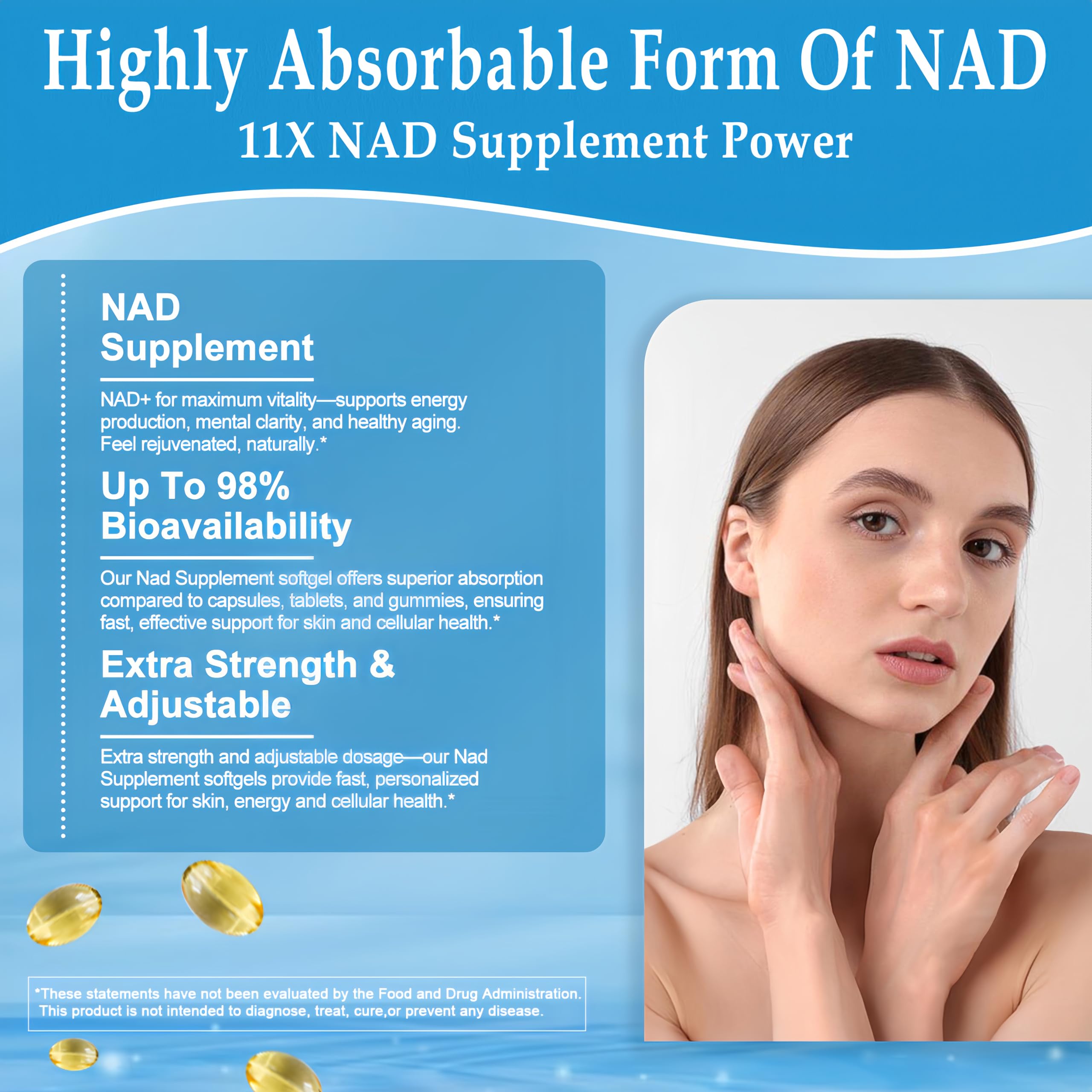 JINGYAT 11-in-1 NAD Supplement with Resveratrol, CoQ10, Quercetin, Collagen, Grape Seed for Cellular Energy, Mental Focus & Antioxidant Support - NAD Supplement for Women & Men, 120 Soft Capsules JINGYAT uk supplements