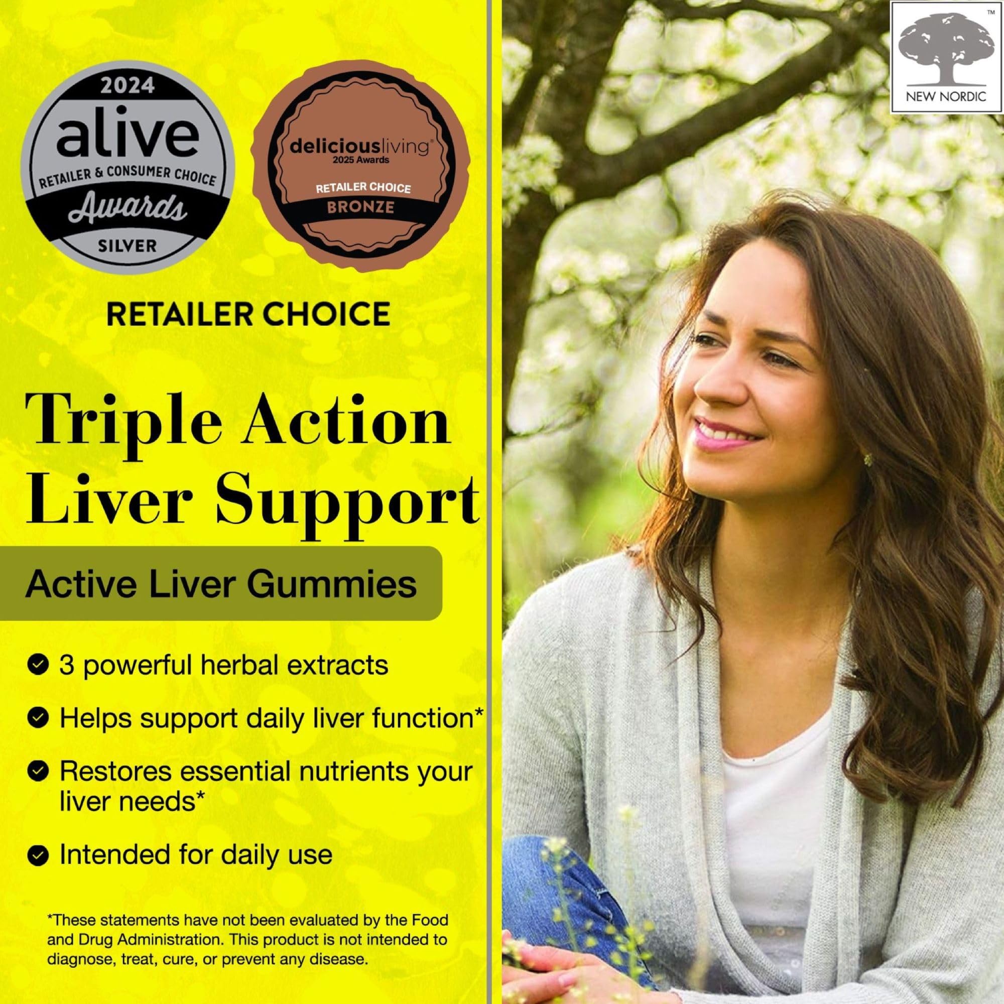 NEW NORDIC Active Liver Gummies, Milk Thistle, Artichoke & Turmeric Supplement, Natural Peach Mango Flavor, Sugar Free & Vegan, 60 Count (Pack of 1) NEW NORDIC uk supplements