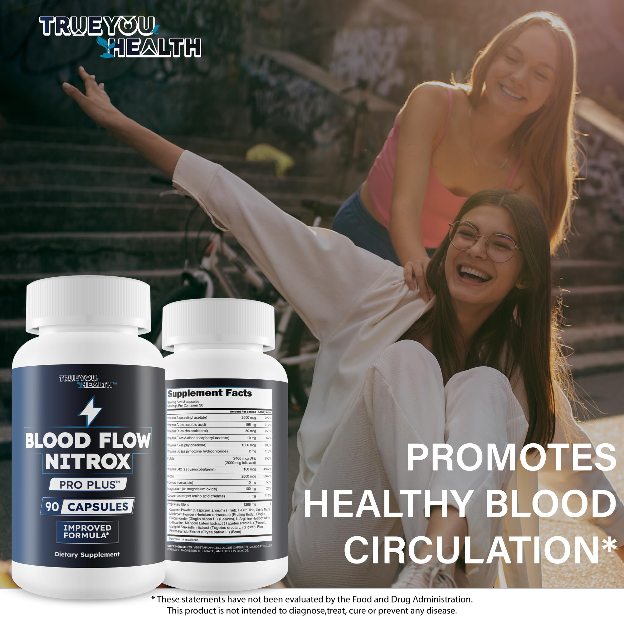 Blood Flow Nitrox Pro Plus - Improved Formula - Our Best Blood Circulation Supplements For Men - Vasodialators - Increase Blood Flow Care Blood Circulation Supplement Blood Flow Supplement For Men True You Health uk supplements