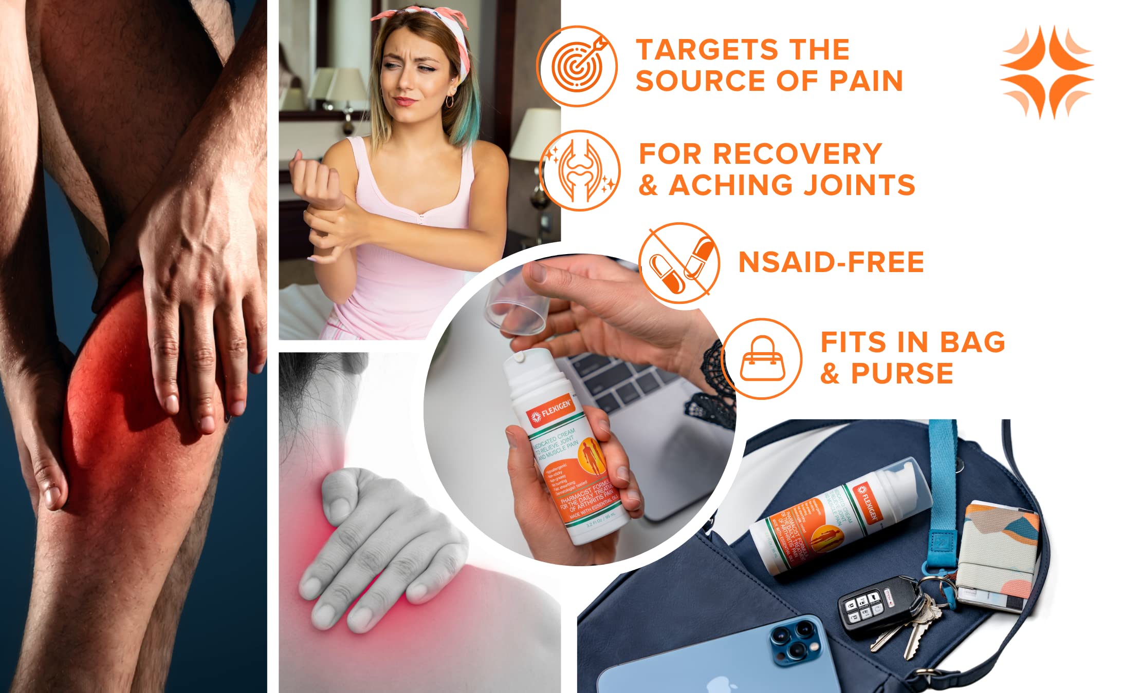 FLEXIGEN Pain Cream Lotion 3-Pack – Natural Menthol Formula with Frankincense & Essential Oils – Fast-Acting, Non-Greasy, Pleasant Scent FLEXIGEN uk supplements