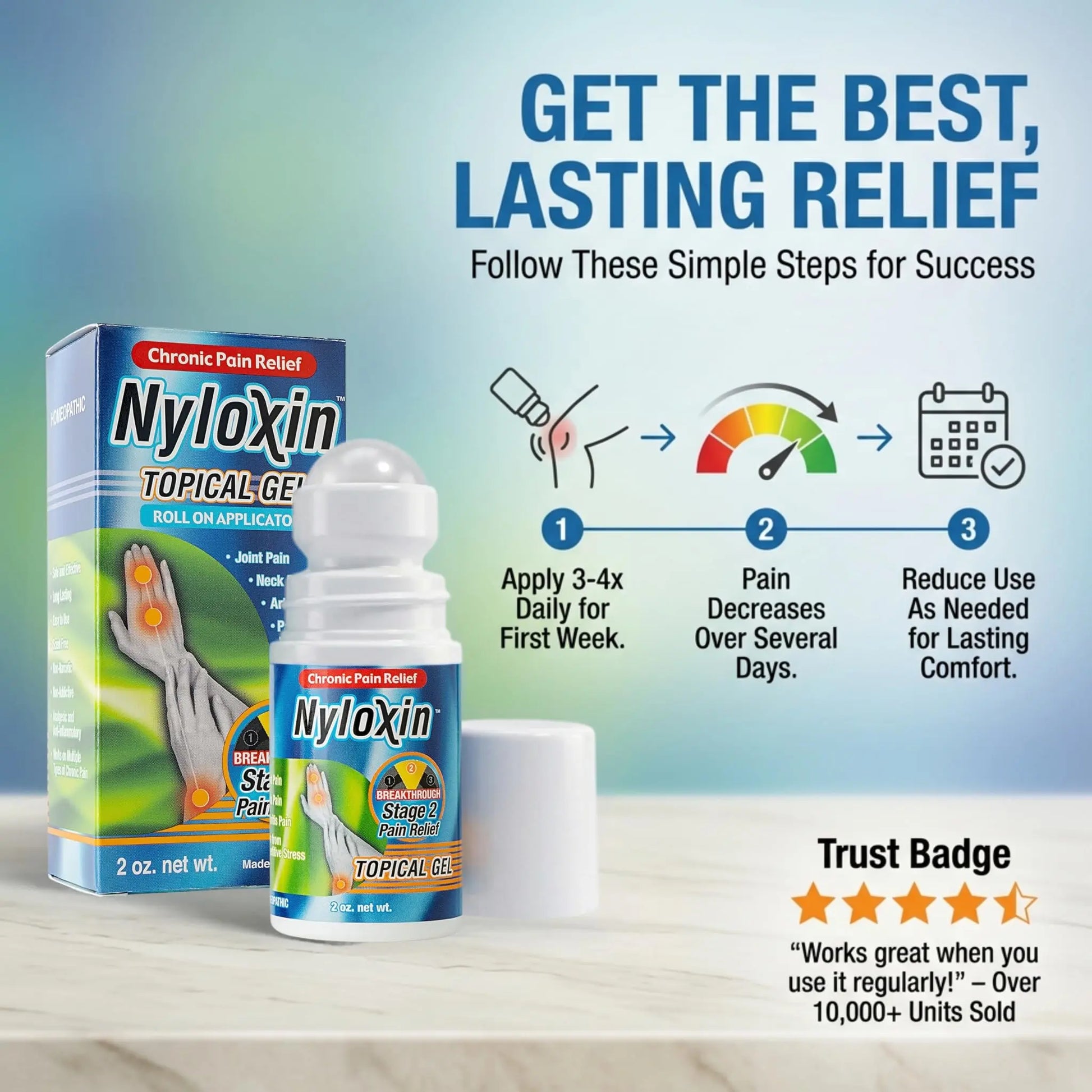 Nyloxin Extra Strength Roll-On Arthritis Pain Relief Gel, Back Pain Relief, Neuropathy Pain Relief, Nerve Pain Relief, Knee Pain Relief, Foot Pain Relief, Muscle Pain Relief, Joint Pain (2 oz) Nyloxin uk supplements