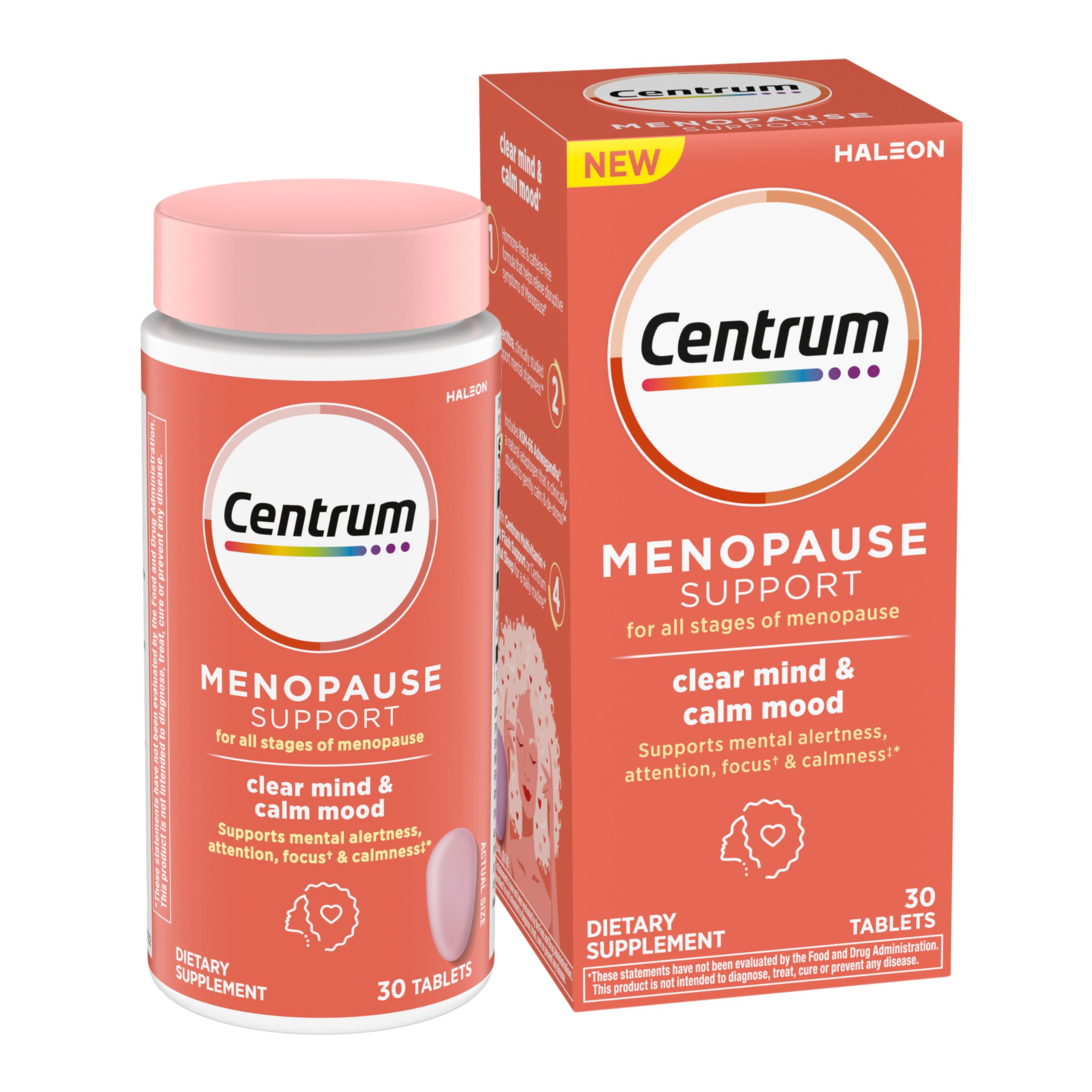 Centrum Clear Mind and Calm Mood Menopause Support Tablets, with Clinically Studied enXtra, 30 Count Centrum uk supplements