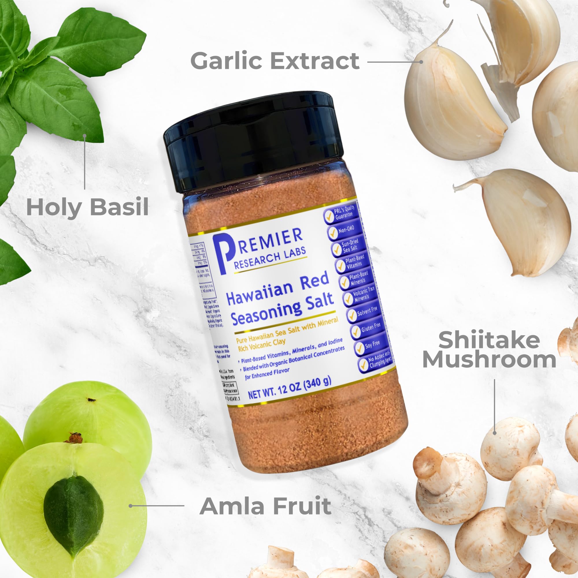 Premier Research Labs Hawaiian Red Seasoning Salt- Pink Salt, Red Hawaiian Salt, Hawaiian Red Alaea Sea Salt for Cooking, Multivitamin for Kids, Enriched with Plant-Derived Vitamins & Minerals- 12 oz Premier Research Labs uk supplements