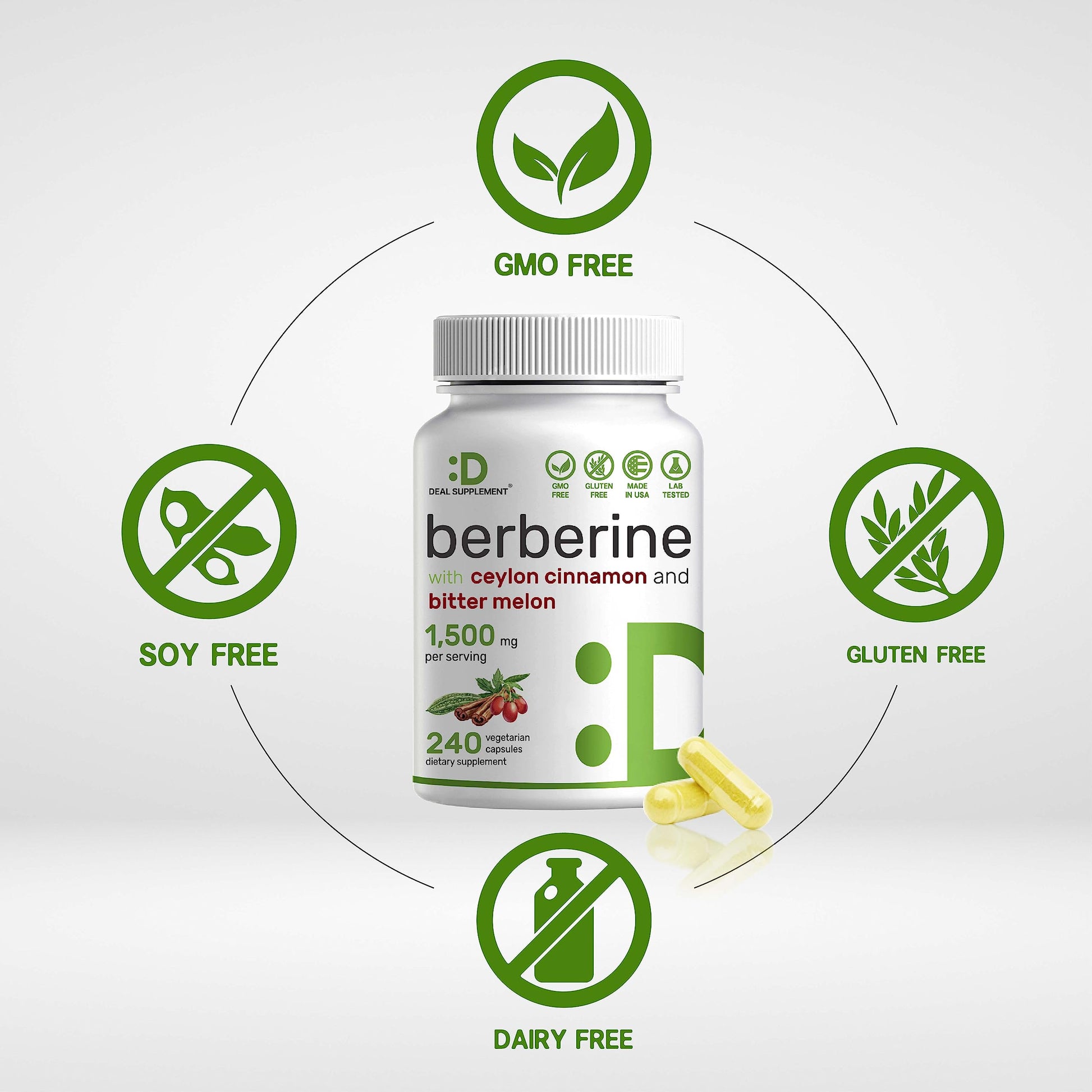 Berberine Supplement 500mg Per Capsule (1500mg Per Serving) | 240 Veggie Capsules DEAL SUPPLEMENT uk supplements