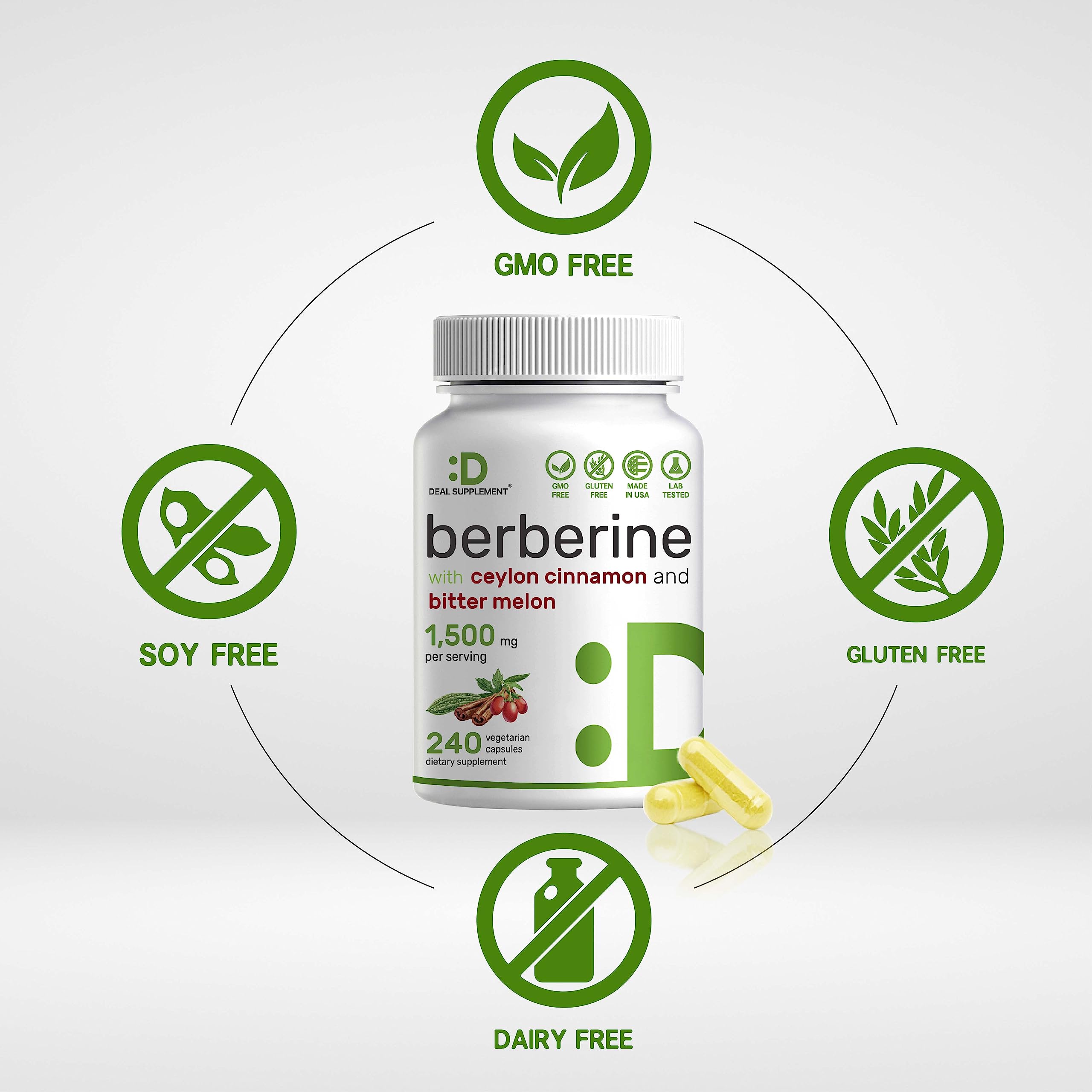 Berberine Supplement 500mg Per Capsule (1500mg Per Serving) | 240 Veggie Capsules DEAL SUPPLEMENT uk supplements
