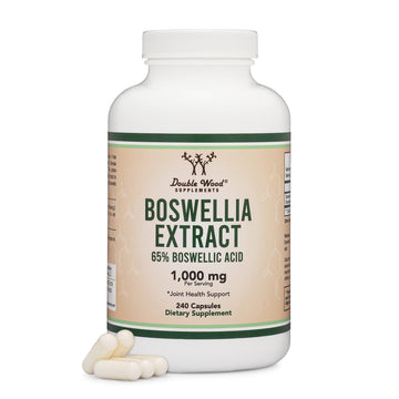 Boswellia Serrata - 240 Capsules (Max Strength 1,000mg of 65% Boswellic Acid Extract) Boswellia Extract Capsules (Joint Support Supplement for Joint Health) Third Party Tested by Double Wood Double Wood Supplements uk supplements