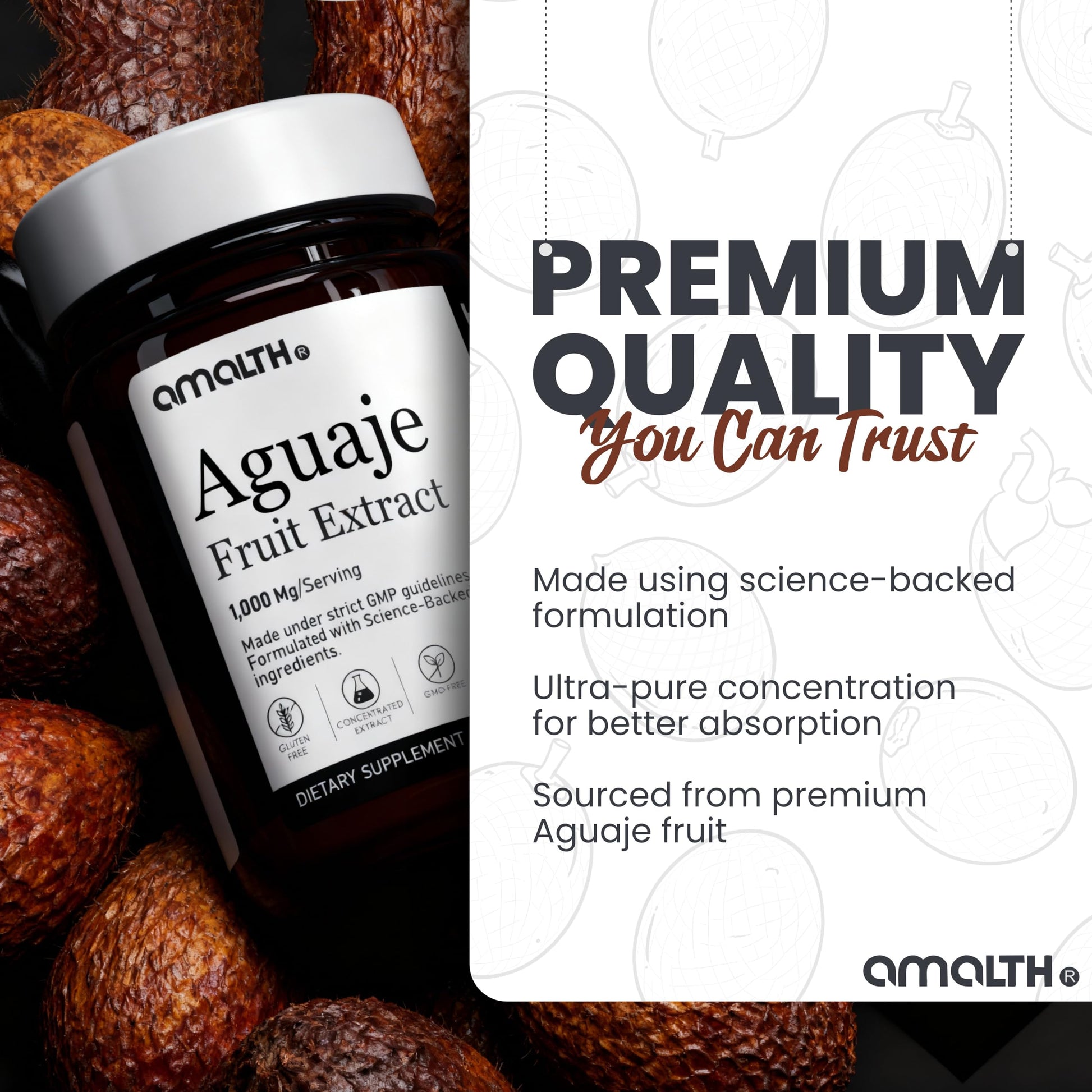 Amalth Aguaje Curves Capsule for Women 1000 mg- Extra Strength from Peru Natural Supplements- 120 Capsules Non- GMO Premium Quality Pills AMALTH uk supplements