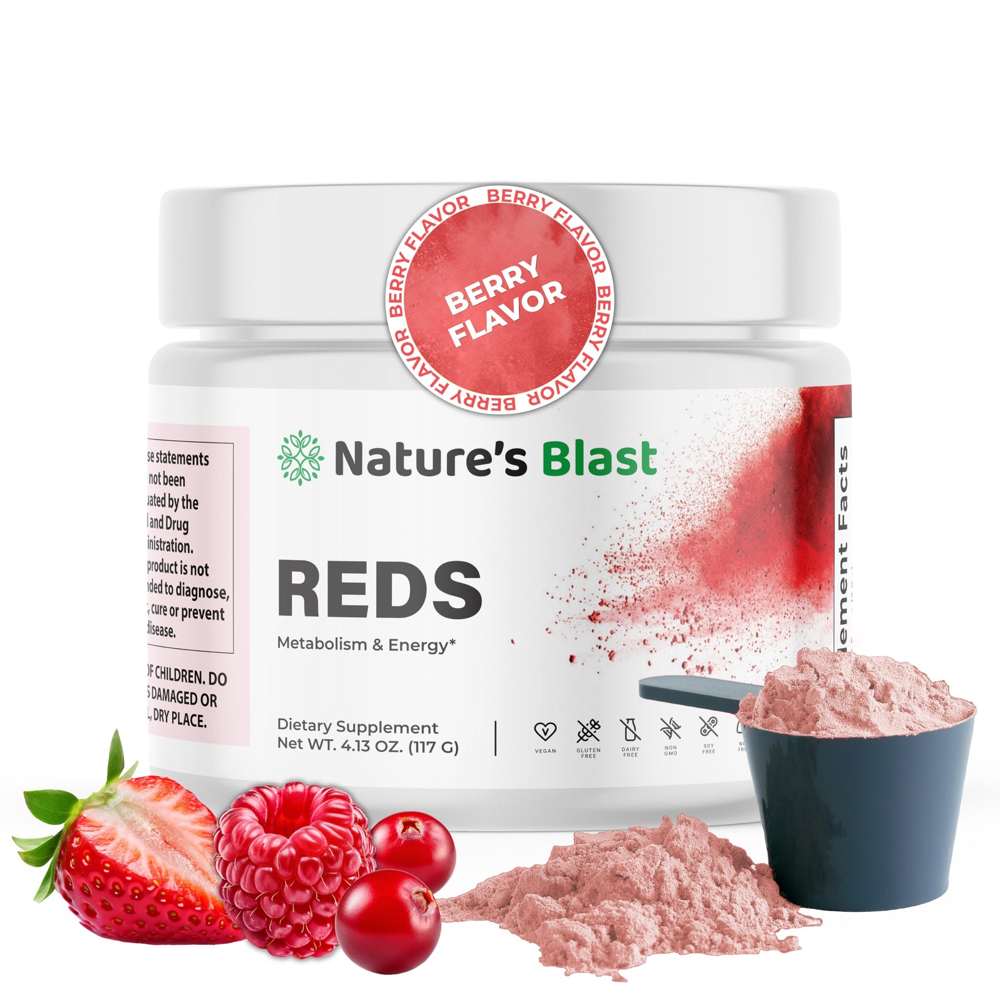 NATURES BLAST Reds - Metabolism and Energy Superfood Powder with 23 Red Fruits, 4 Adaptogens, Probiotics & Enzymes - Vegan Antioxidant Blend, 1 Bottle NATURES BLAST uk supplements