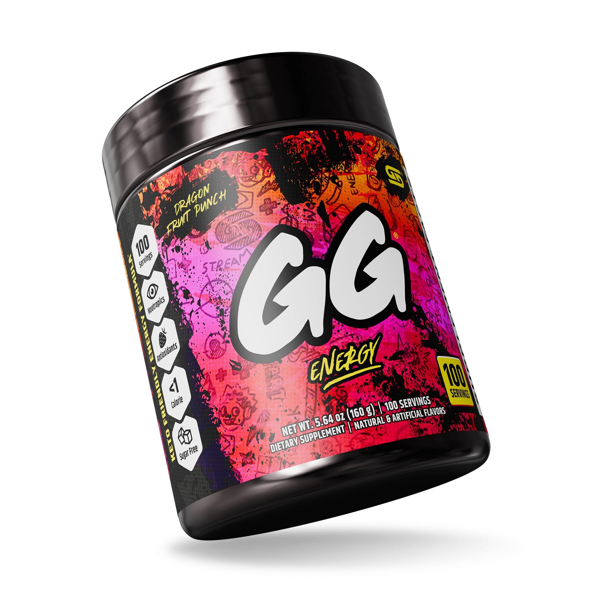 Gamer Supps GG Energy - Dragonfruit Punch (100 Servings) - Keto Friendly Gaming Energy and Nootropic Blend, Sugar Free + Organic Caffeine + Vitamins, Powder Drink Gamer Supps uk supplements