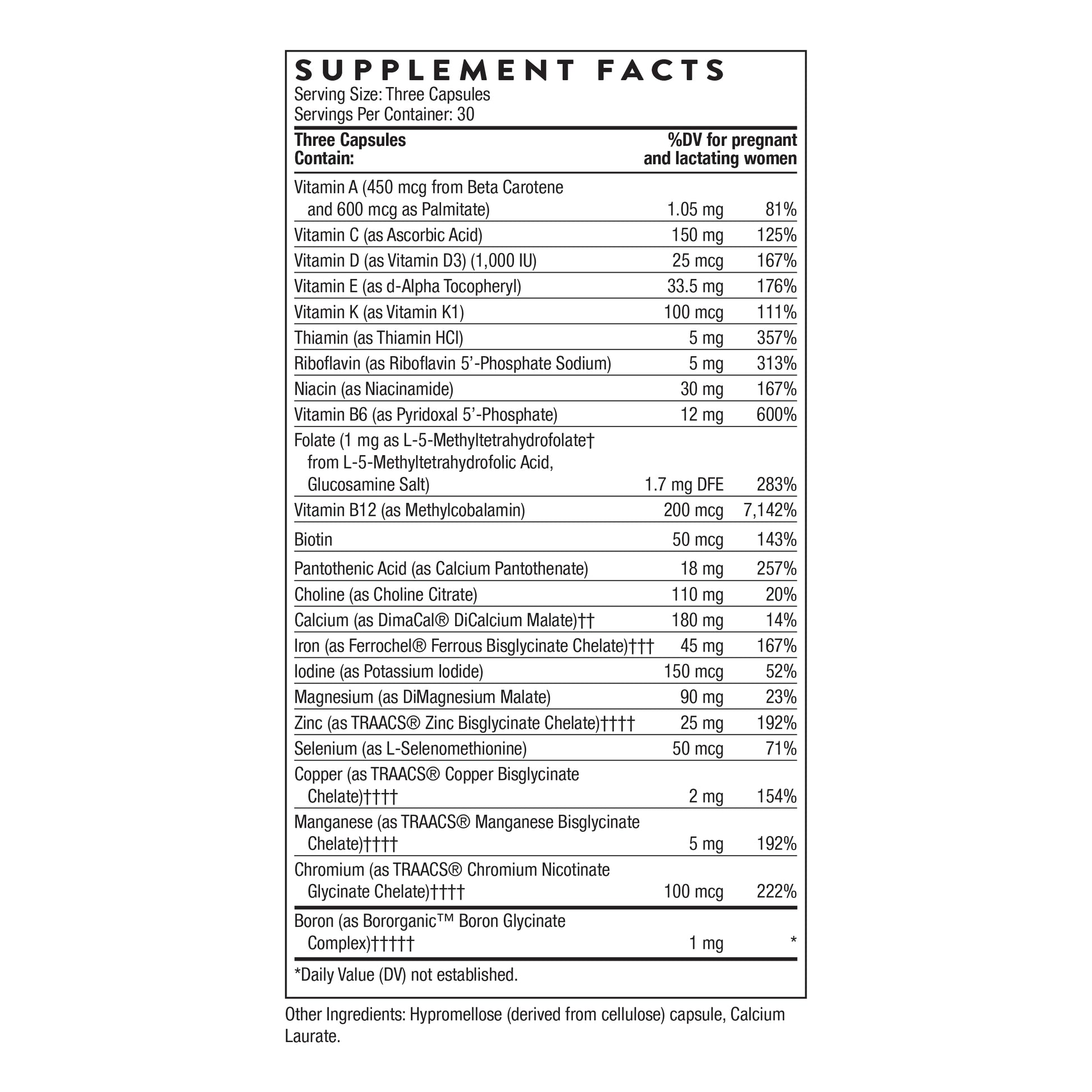 THORNE - Basic Prenatal - Well-Researched Folate Multi for Pregnant and Nursing Women Includes 18 Vitamins and Minerals, Plus Choline - Gluten, Dairy & Soy-Free - 90 Capsules - 30 Servings THORNE uk supplements