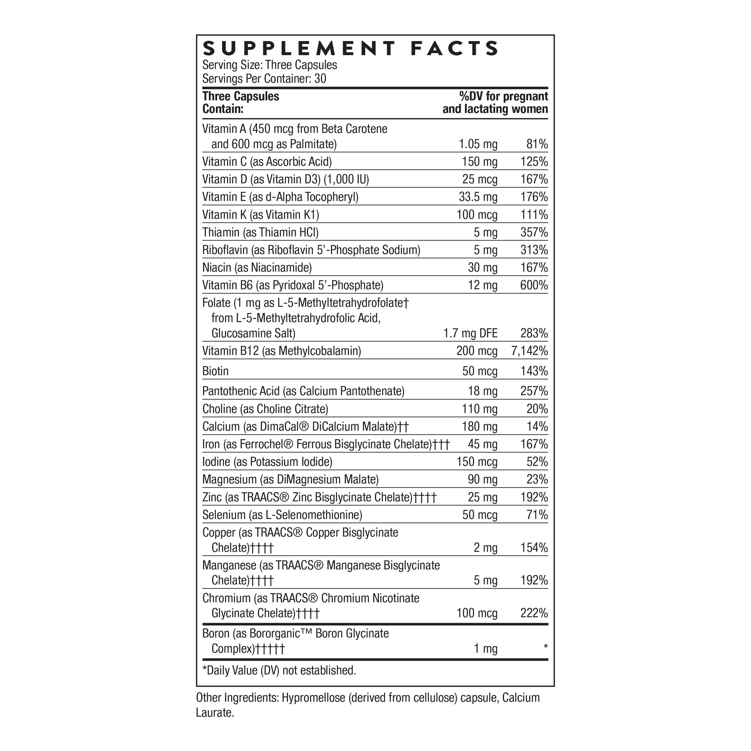 THORNE - Basic Prenatal - Well-Researched Folate Multi for Pregnant and Nursing Women Includes 18 Vitamins and Minerals, Plus Choline - Gluten, Dairy & Soy-Free - 90 Capsules - 30 Servings THORNE uk supplements