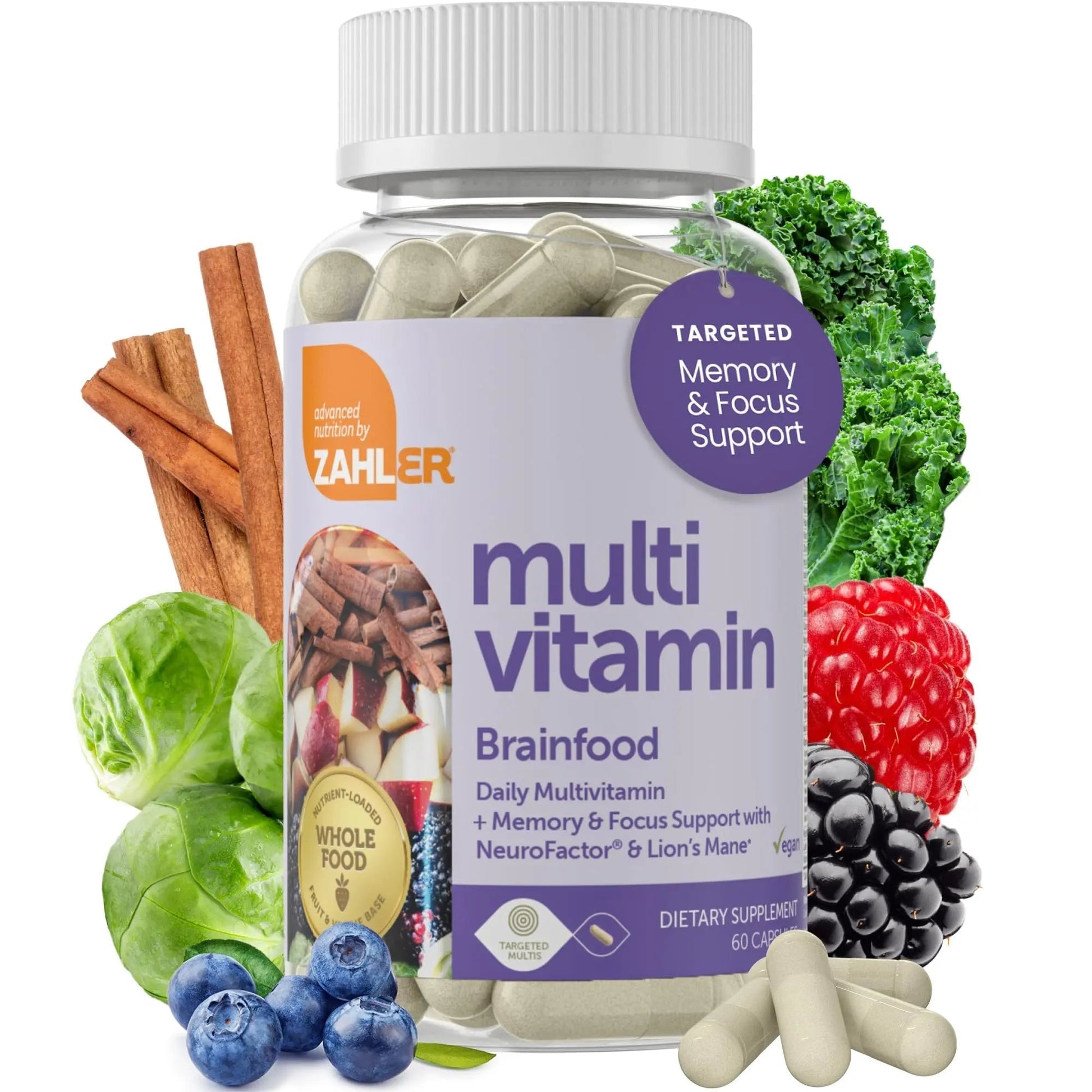 Zahler - Multivitamin Brain Supplement (60 Count) Kosher Brainfood Capsules for Adults with Neuro Factor & Lion's Mane Zahler uk supplements