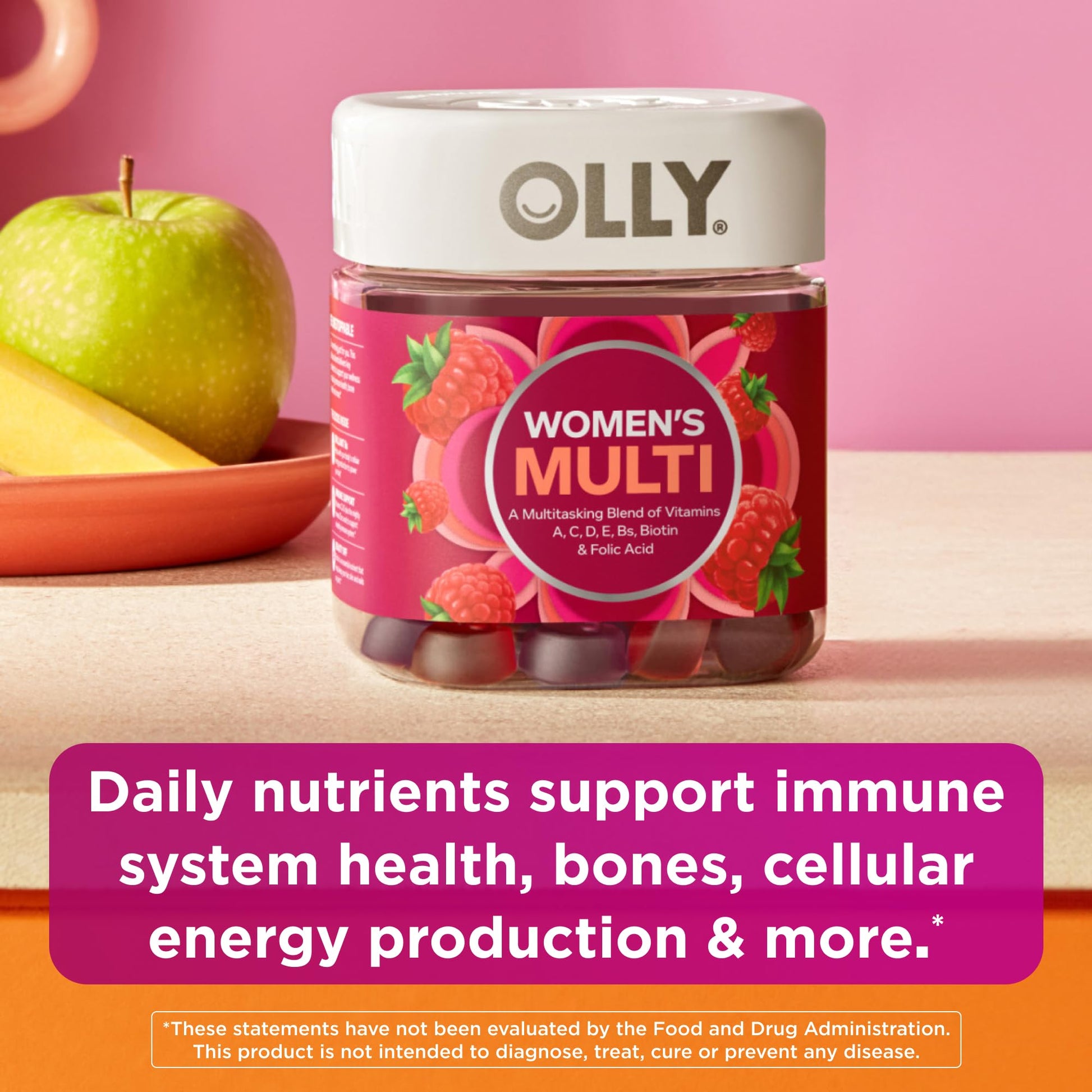 OLLY Women's Multivitamin Gummy, Vitamins A, D, C, E, Biotin, Folic Acid, Adult Chewable Vitamin, Berry Flavor OLLY uk supplements