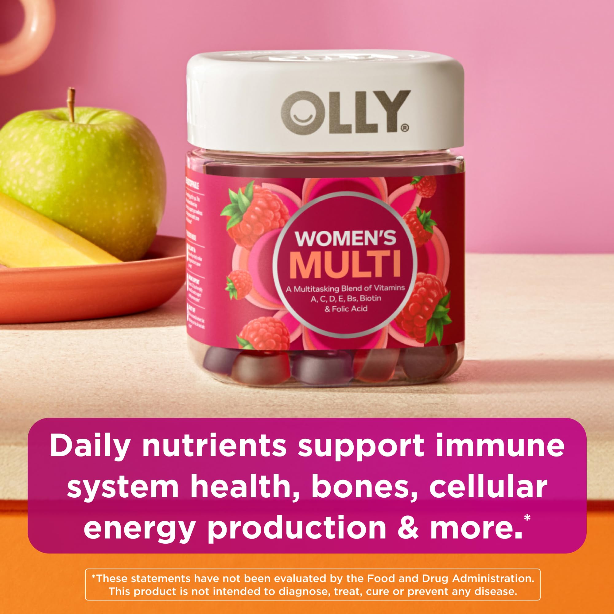 OLLY Women's Multivitamin Gummy, Vitamins A, D, C, E, Biotin, Folic Acid, Adult Chewable Vitamin, Berry Flavor OLLY uk supplements