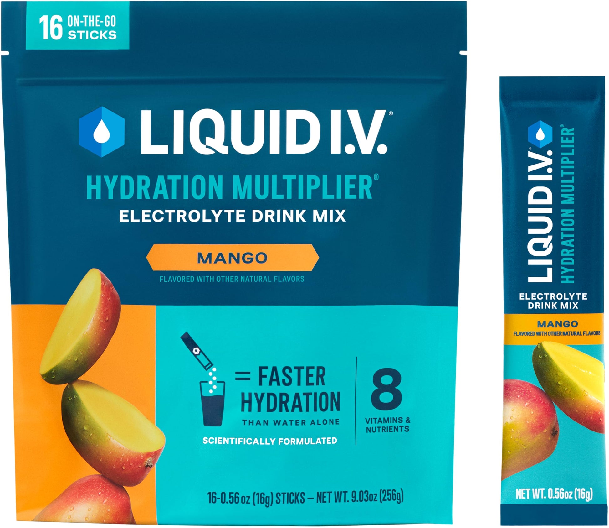 Liquid I.V.® Hydration Multiplier - Mango | Electrolyte Powder Drink Mix | 1 Pack (16 Servings) Liquid I.V. uk supplements